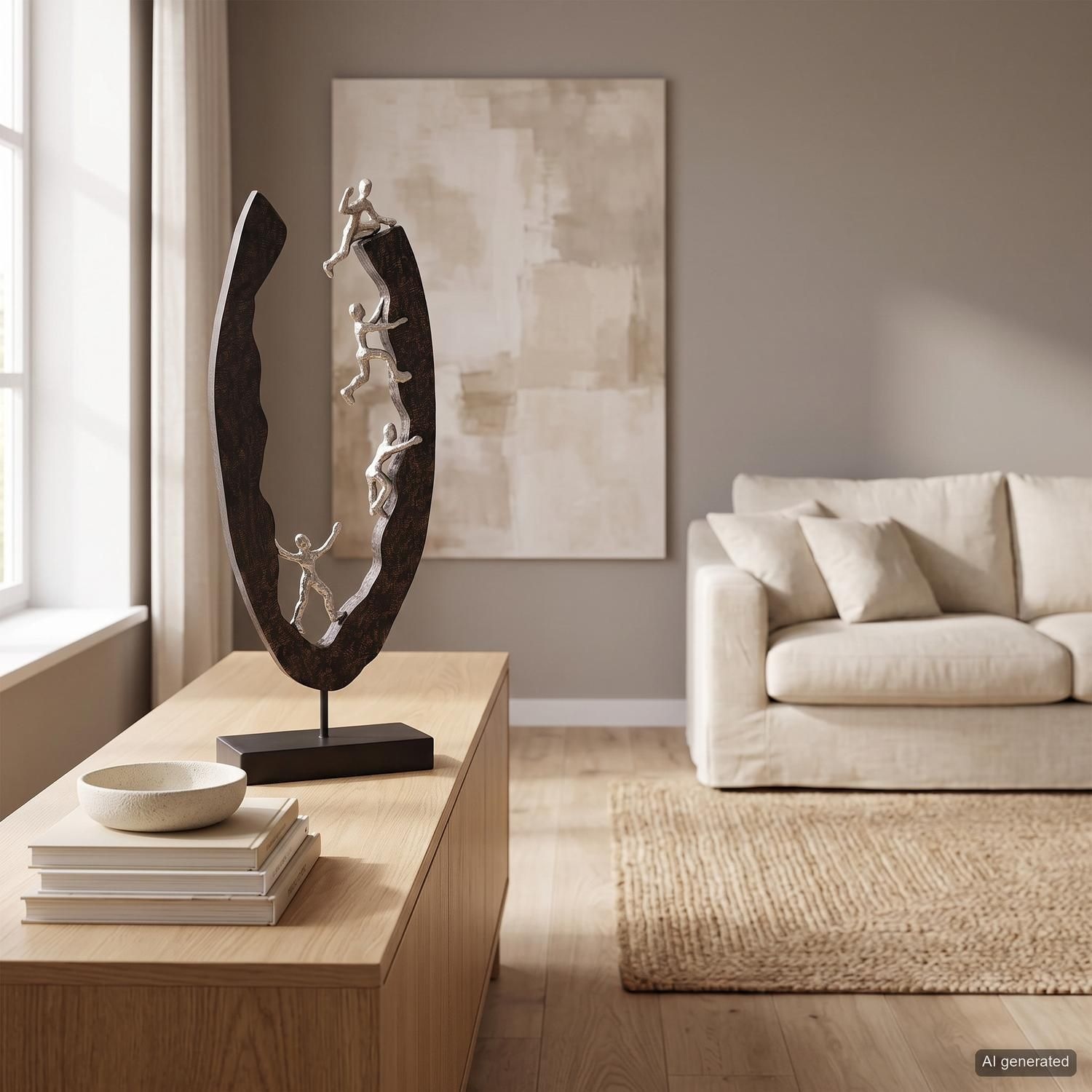 Casablanca by Gilde Dekofigur »Skulptur "Succeed"« Material-Mix aus Aluminium und Mangoholz