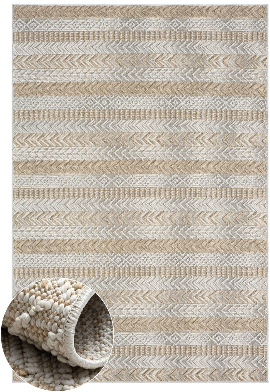 Myflair Möbel & Accessoires Teppich »Piazza, LAGERRÄUMUNG!«, rechteckig, 8 mm Höhe, modernes Design, gestreift, In & Outdoor geeignet, Balkon, Terrasse