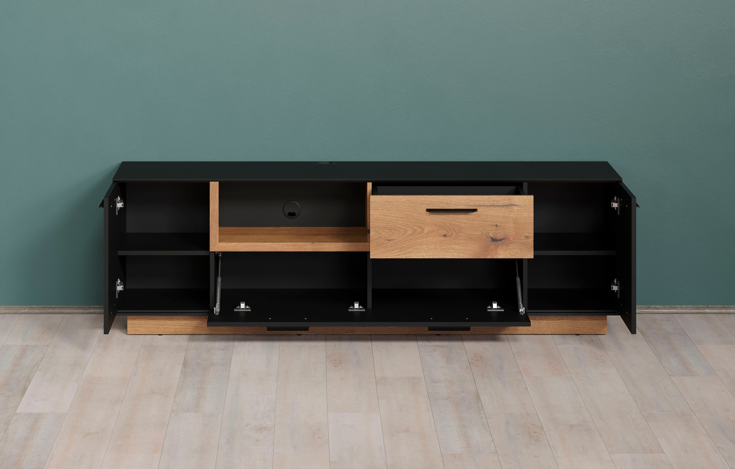 INOSIGN TV-Bank »Premont«, (1 St.), Eleganter, zweifarbiger TV-Schrank - Lowboard mit Soft-Close