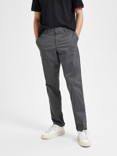 Selected Homme Herren Chinos »SLH196-STRAIGHT-NEW MILES FLEX PANT NOOS« in grau, Größe 31