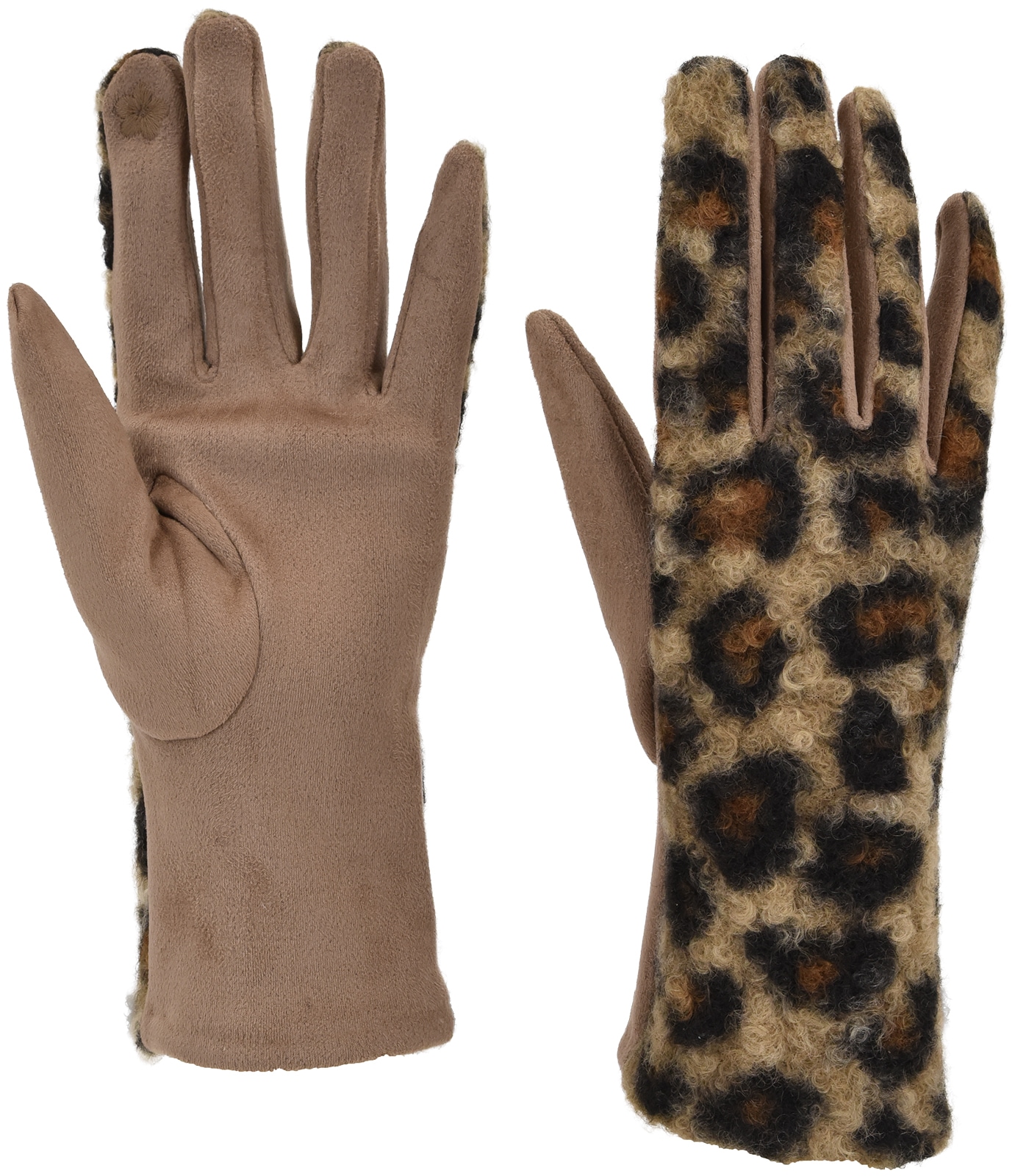 styleBREAKER Baumwollhandschuhe »Touchscreen Handschuhe mit Leoparden Muster« 1 Stk.