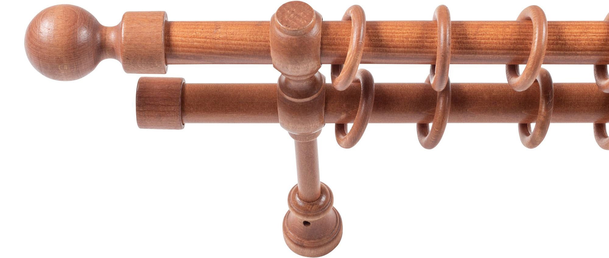 SN DECO GROUP Gardinenstange »Giro« 2 läufig-läufig Fixmaß 28 mm, Holz, verschiedene Längen und Farben, Komplettset