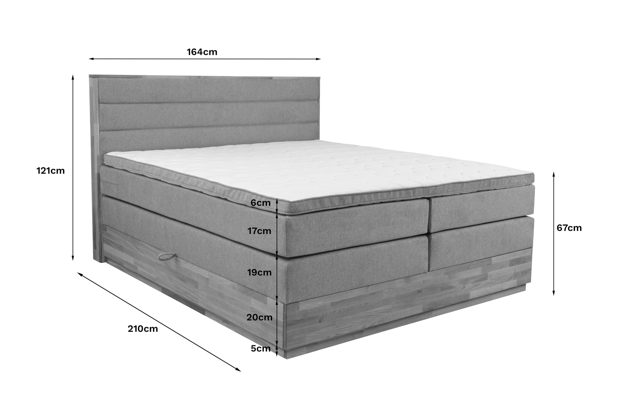 Home affaire Boxspringbett »Evelina, Doppelbett, Polsterbett, Komfortbett, 160 & 180 cm« inkl. 6 cm Topper, zwei Bettkästen, Taschen-Federkernmatratze in H3