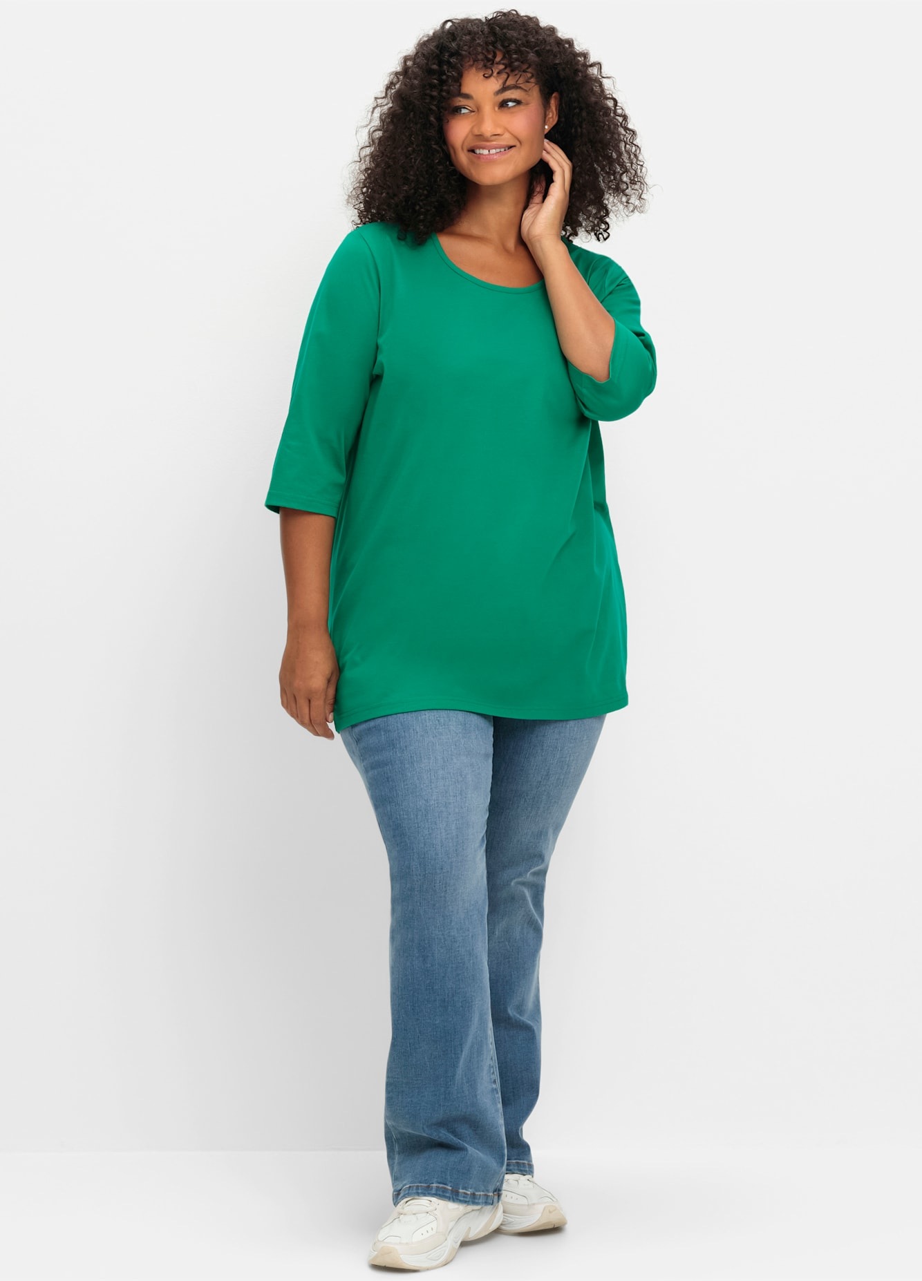 Sheego Damen 3/4-Arm-Shirt »3/4-Arm-Shirt« 1 Stk. tlg. in grün, Größe 40/42