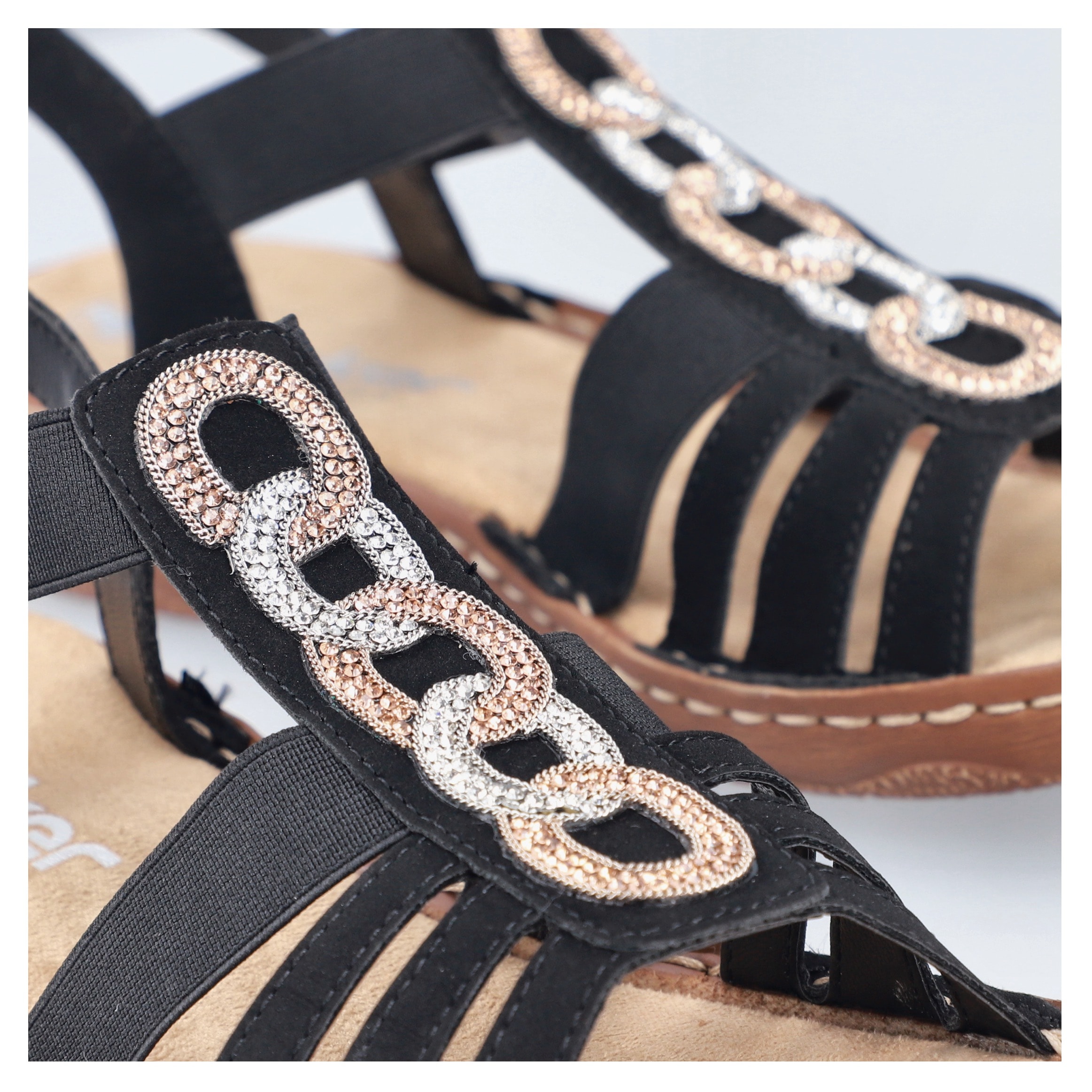 Rieker Sandale, Riemchensandale, Sommerschuh, Urlaubschuh mit seitlichen Gummizügen