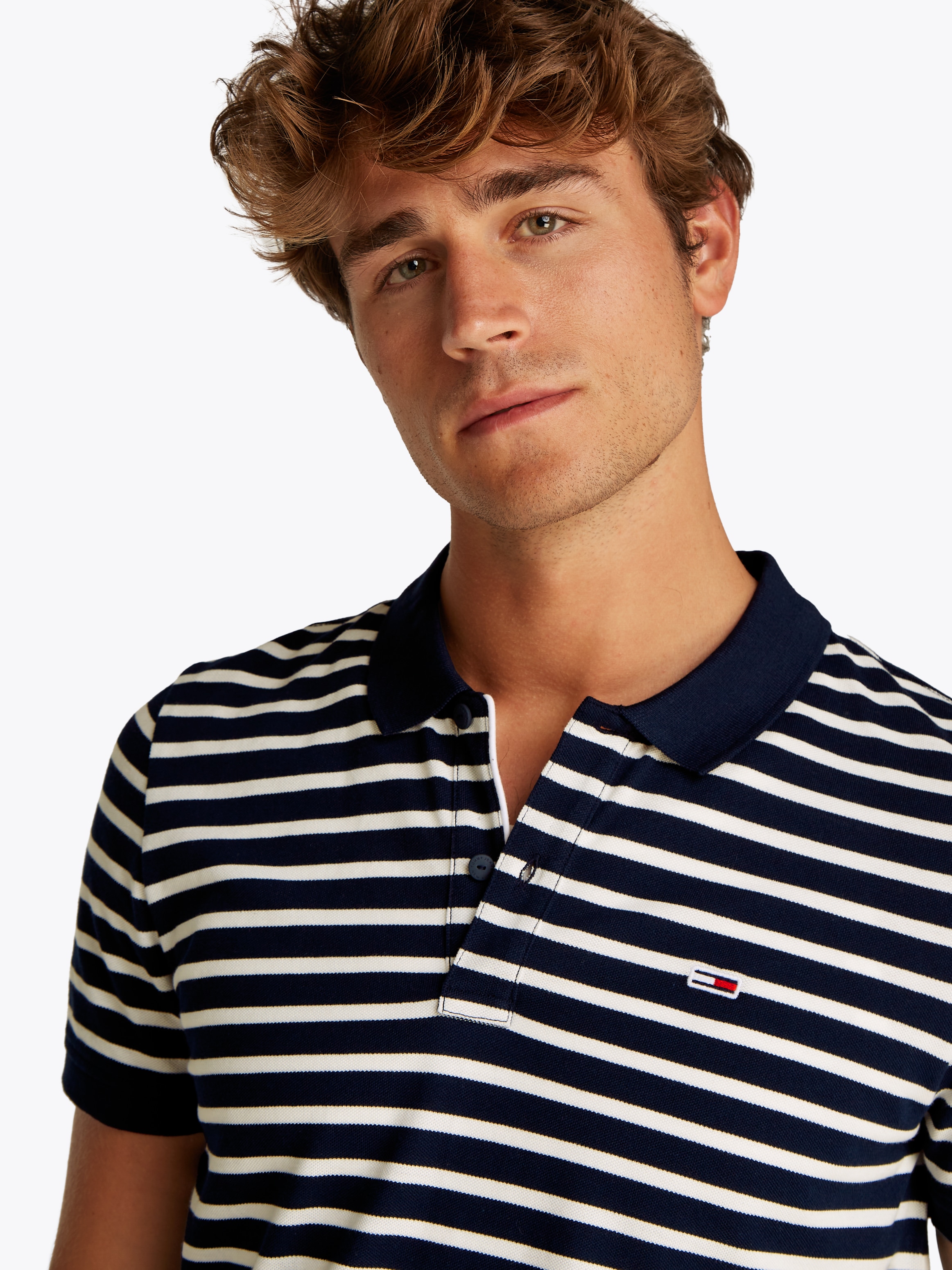 Tommy Jeans Poloshirt »TJM SLIM PLACKET POLO EXT«, modisch geringelt