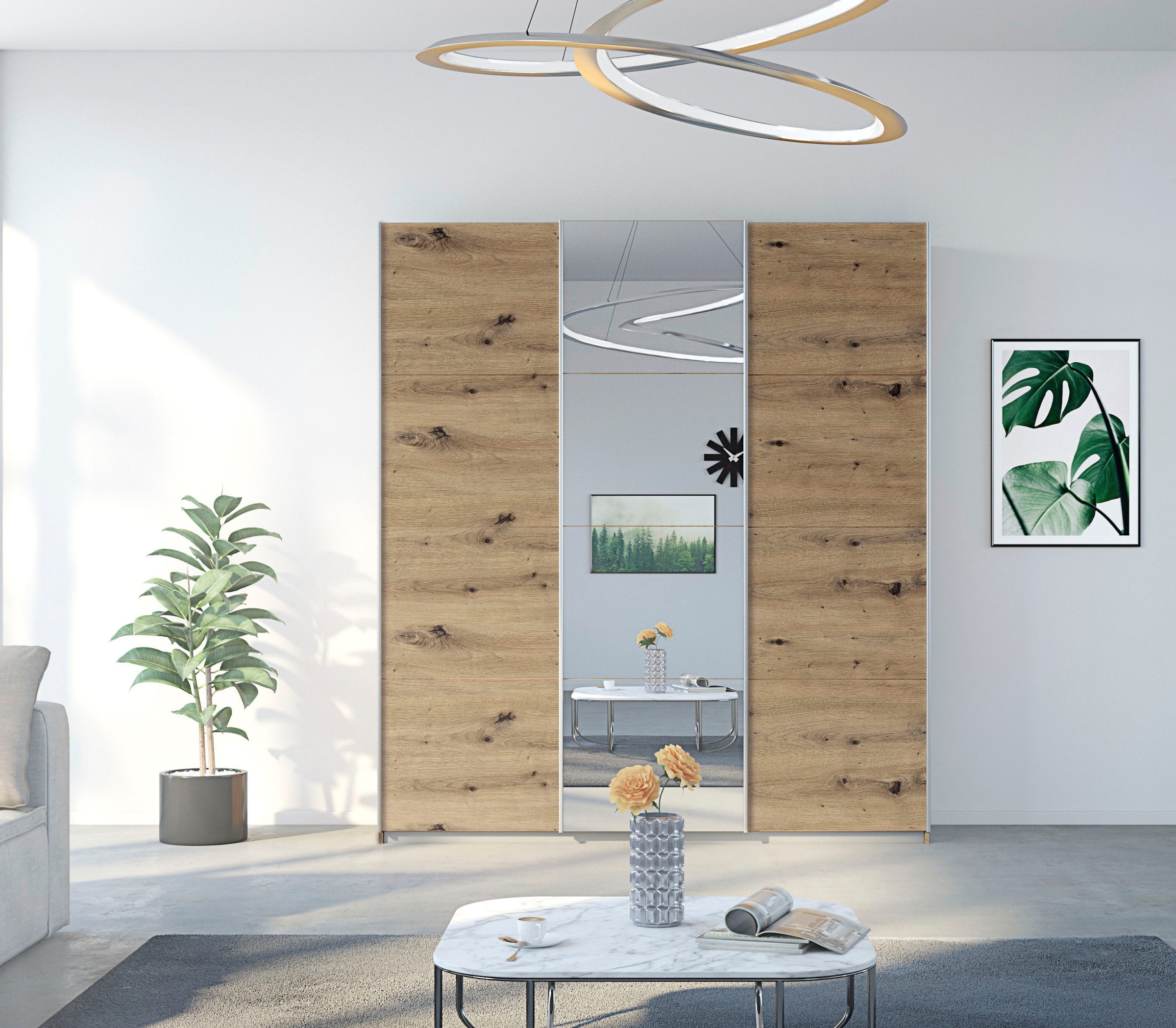 rauch Schwebetürenschrank »Kleiderschrank Schrank Garderobe Wäscheschrank TOMA« inkl. Regaleinsatz sowie zusätzlichen Einlegeböden MADE IN GERMANY