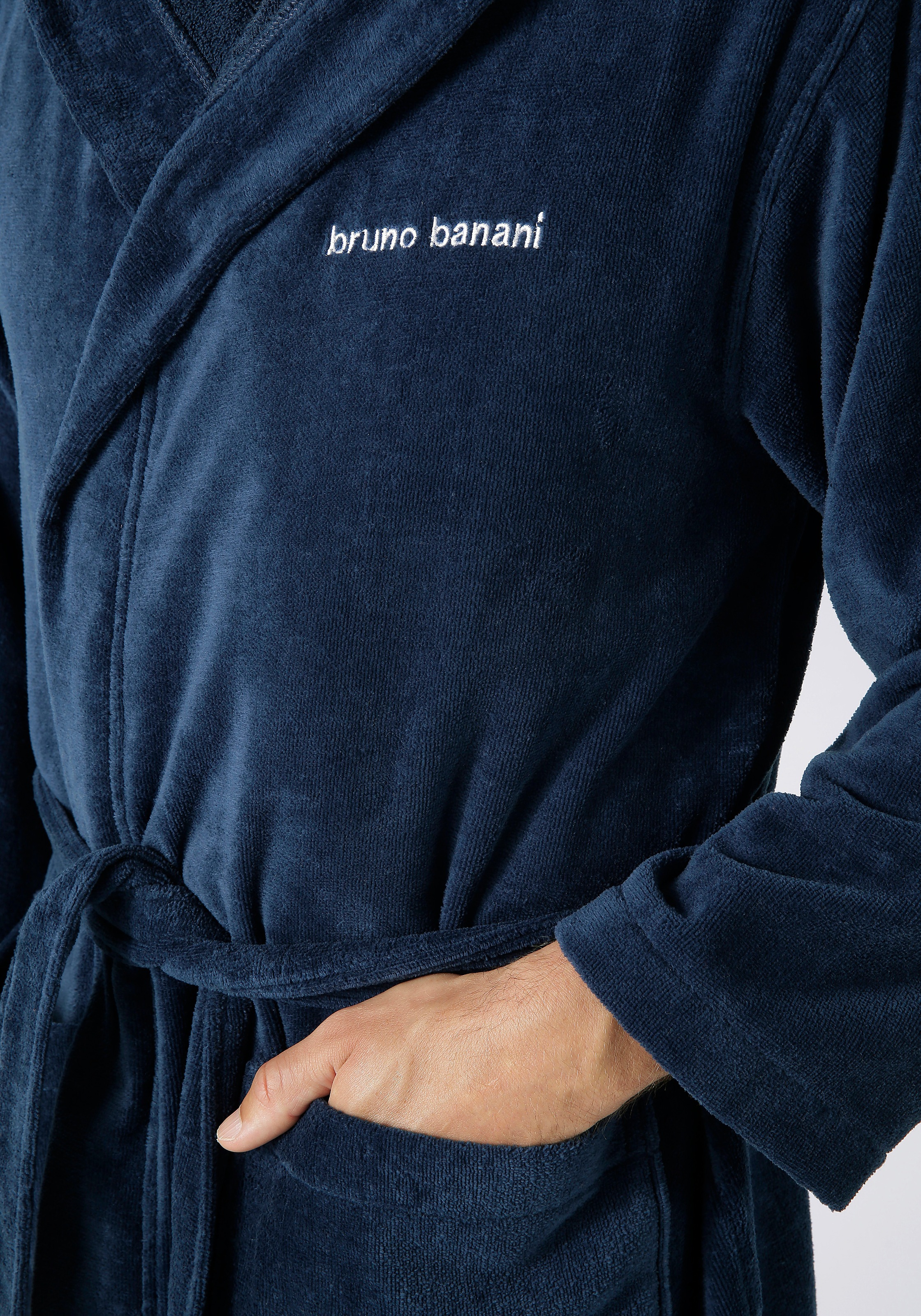 Bruno Banani Unisex-Bademantel »Daniel, ideal für Sauna & Spa, Hotelbademantel, Morgenmantel«, (1 St.), Damen & Herren Bademantel, lang, mit Taschen, S-5XL