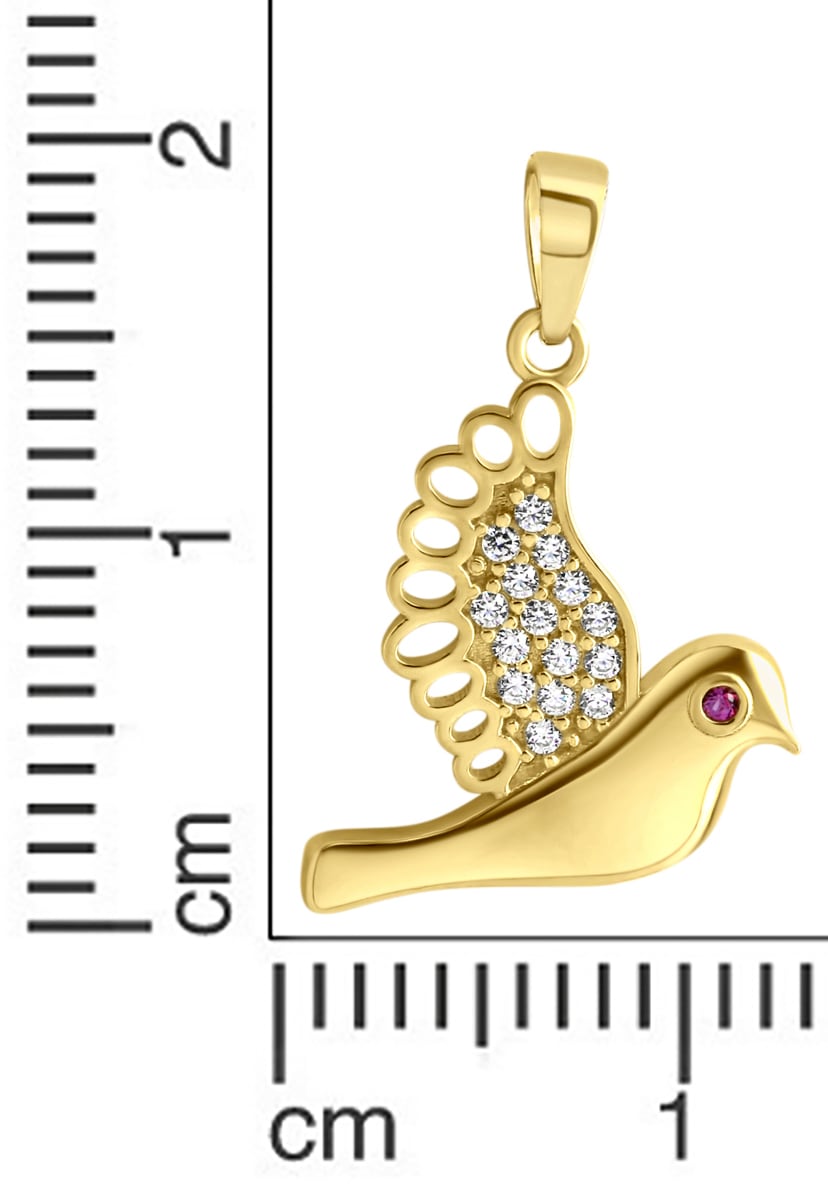 Firetti Kettenanhänger »Schmuck Geschenk Gold 375 Halsschmuck Anhänger Halskette Taube«, mit Zirkonia (synth.)