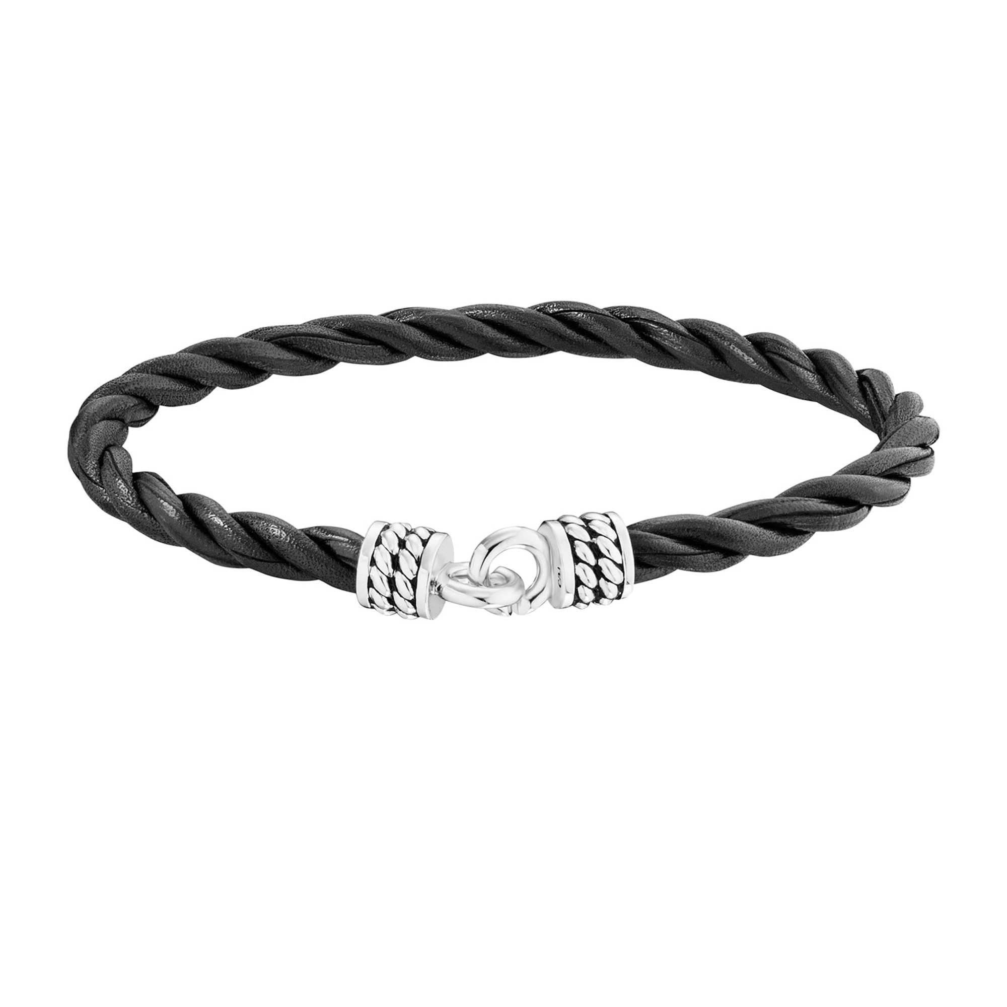 CAÏ Armband »925/- Sterling Silber rhodiniert Lederband 21cm«, Textilband