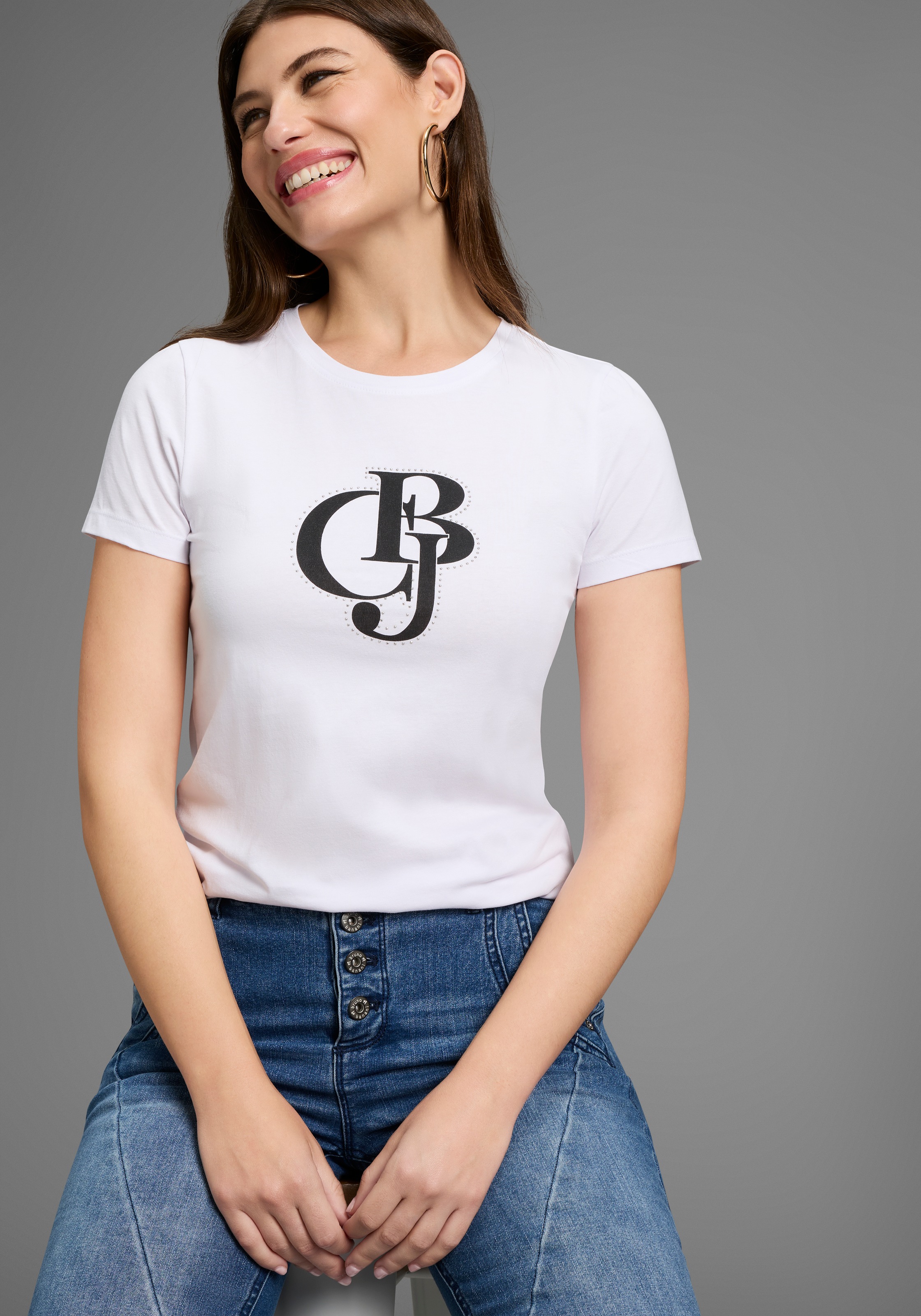Bruno Banani T-Shirt, mit Logo-Print und Glitzersteinen - NEUE KOLLEKTION