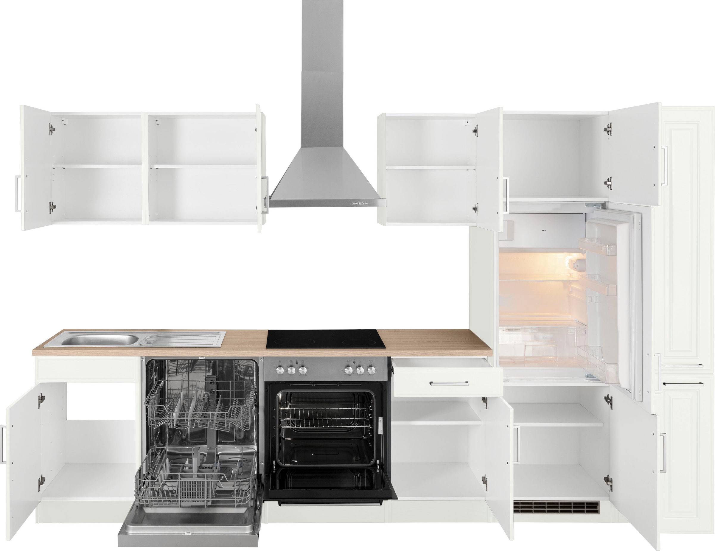Küchenzeile 310 Breite kaufen MDF mit bei im MÖBEL cm, hochwertigen OTTO Landhaus-Stil »Stockholm«, HELD Fronten