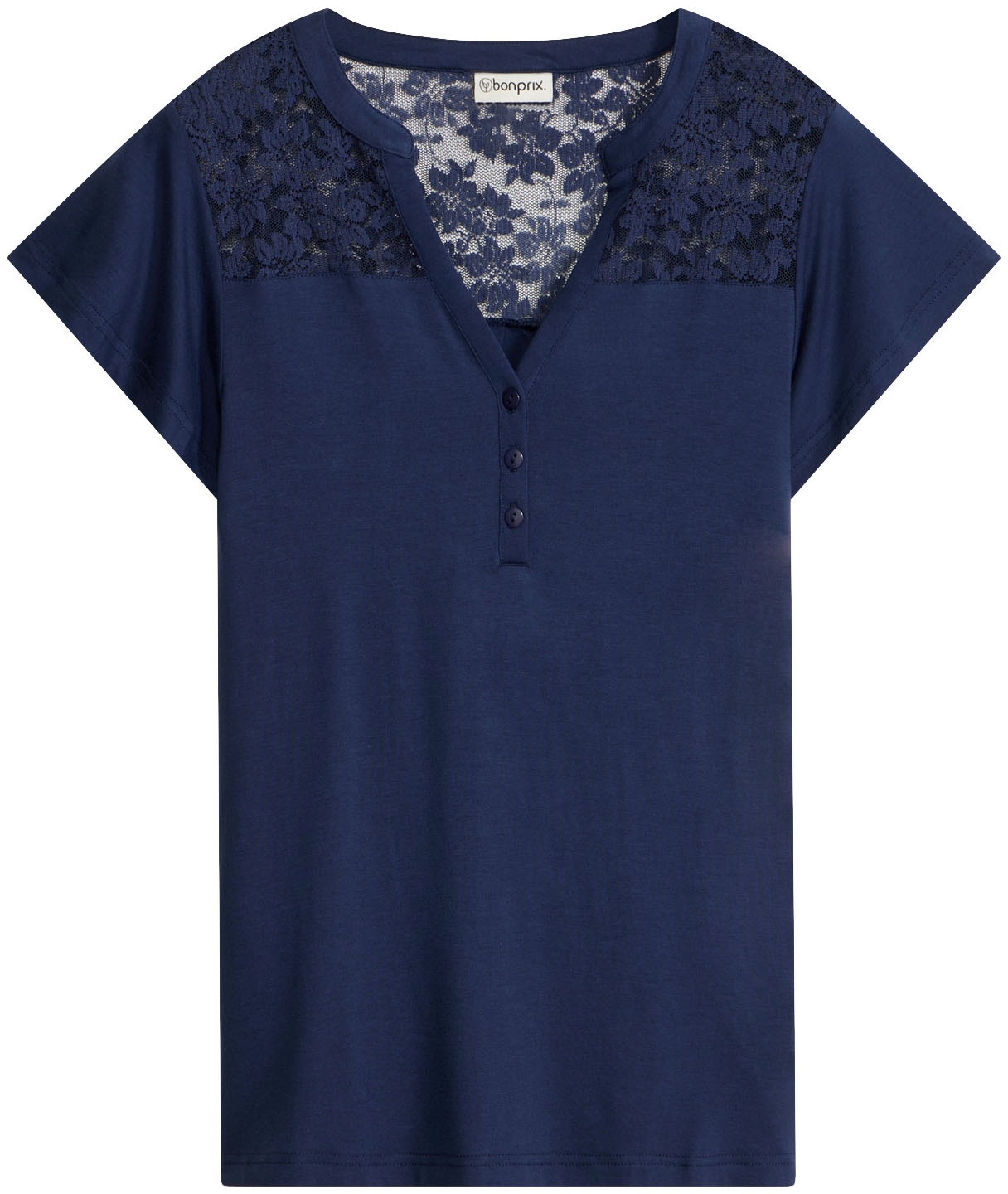 bonprix Henleyshirt »Henleyshirt aus Viskose-Mix« figurumschmeichelnde Passform, Kurzarm, aus Viskose-Mix mit Elasthan