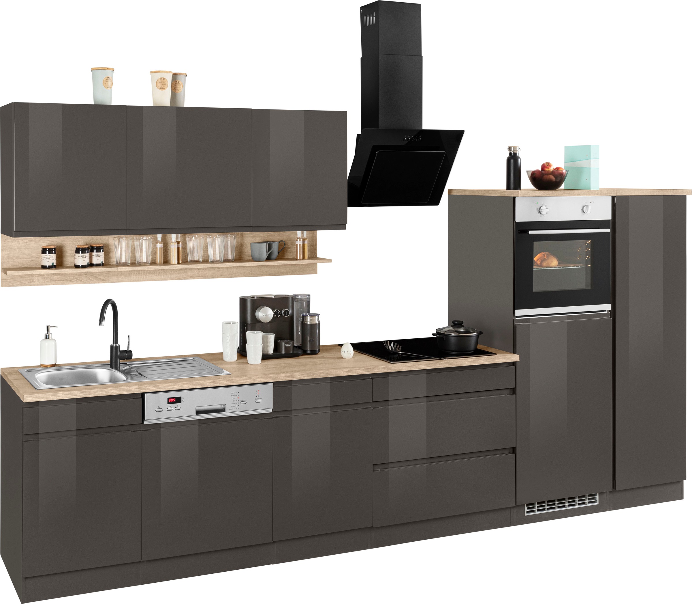 KOCHSTATION Küchenzeile »KS-Virginia«, Breite 350 cm, mit Glaskeramik-oder Induktionskochfeld