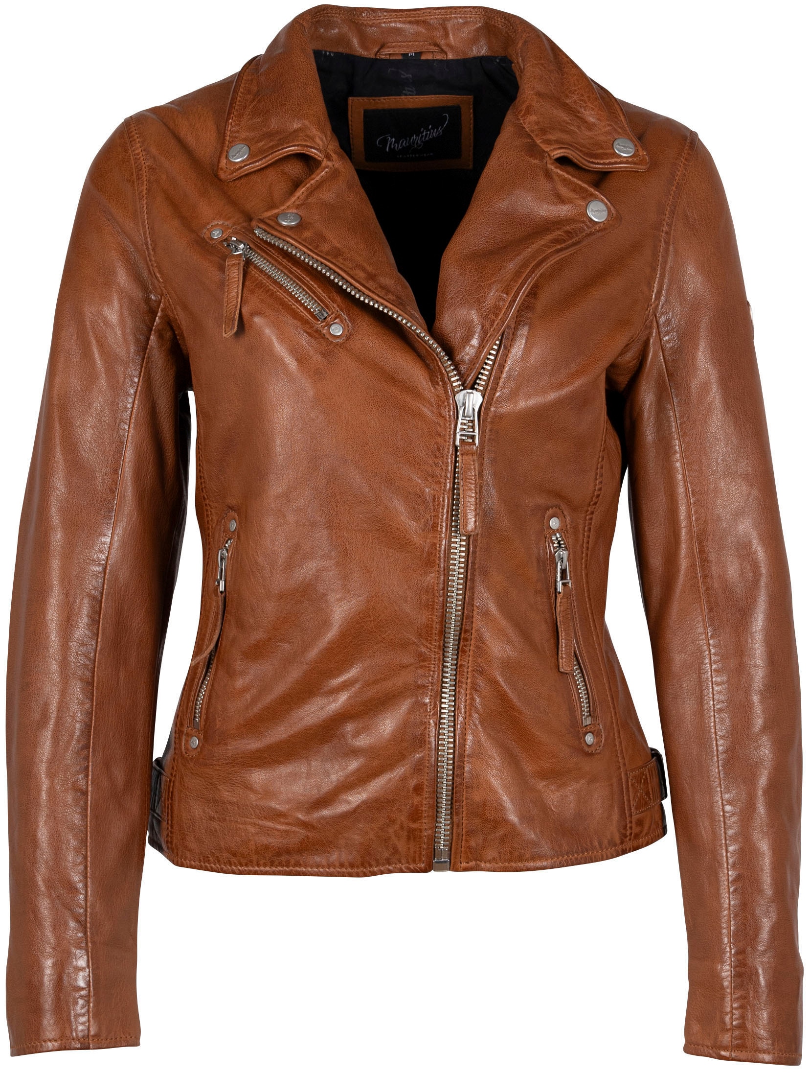 Mauritius Lederjacke »MWPaige«, im Biker-Style asymetrischem Reißverschluss, Reverskragen