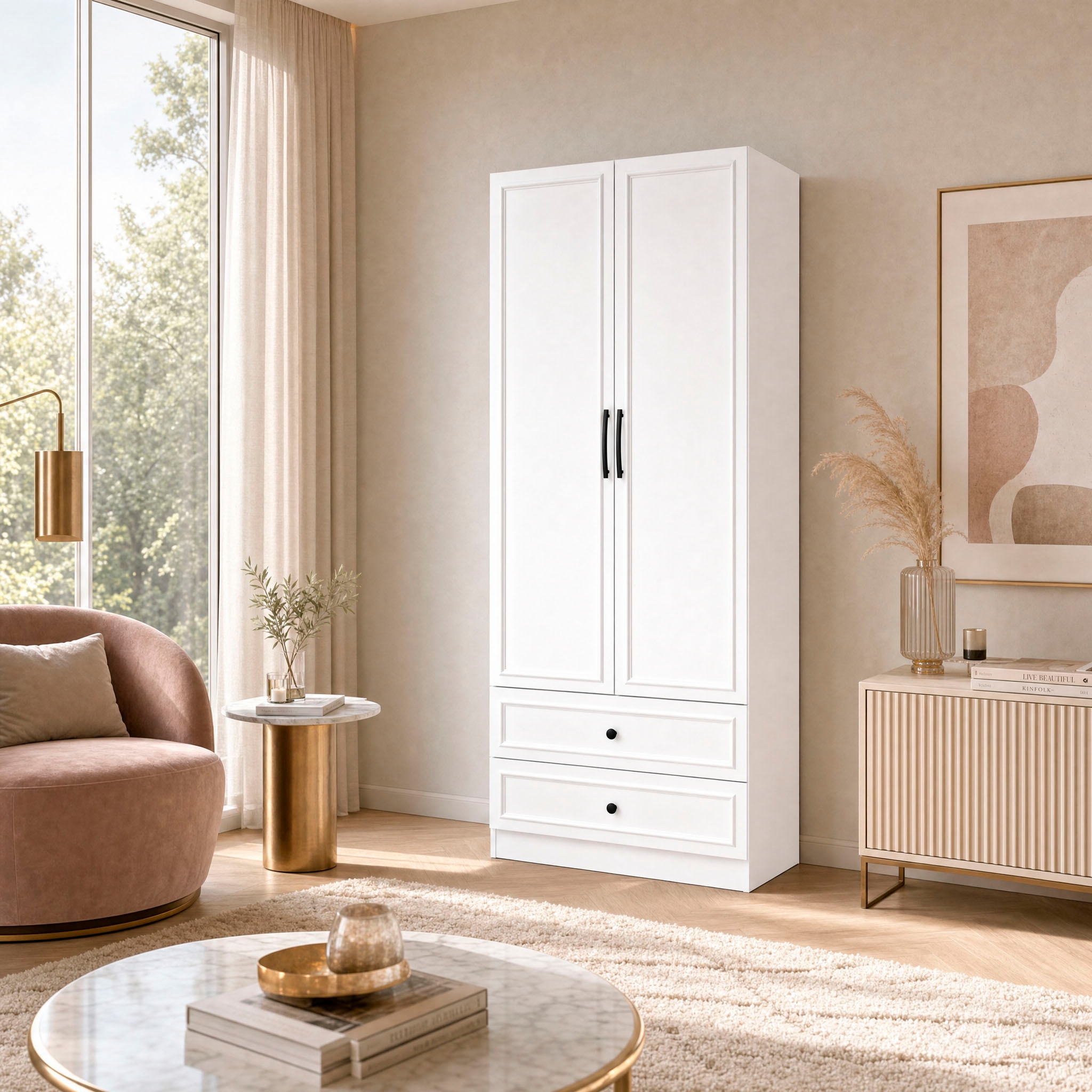 OTTO home Kleiderschrank »Arrian, weiß, 80 cm, 2 Türen, 2 Schubladen« EXTRA VIEL PLATZ FÜR IHRE GARDEROBE