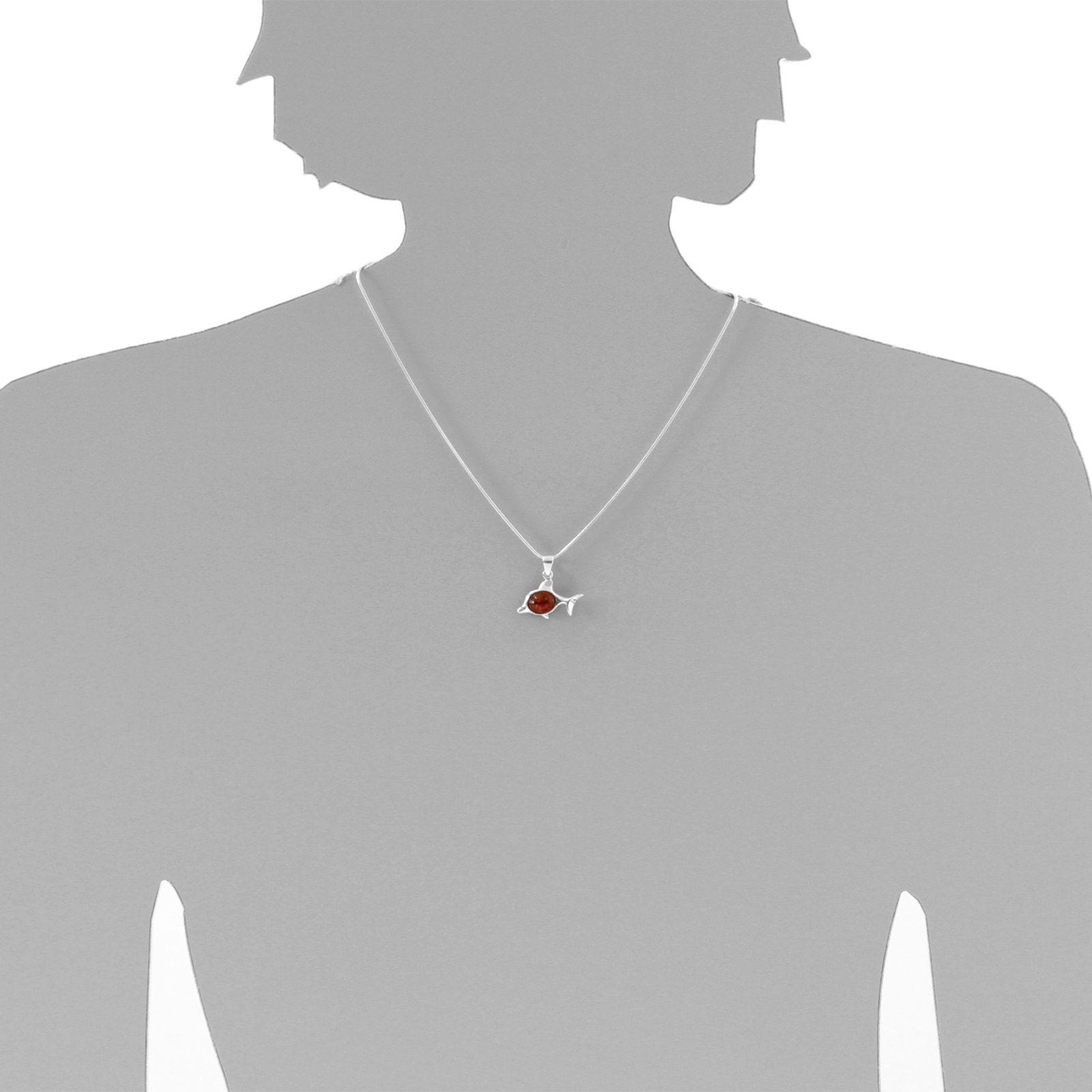 OSTSEE-SCHMUCK Kette mit Anhänger »- Fisch - Silber 925/000 - Bernstein«