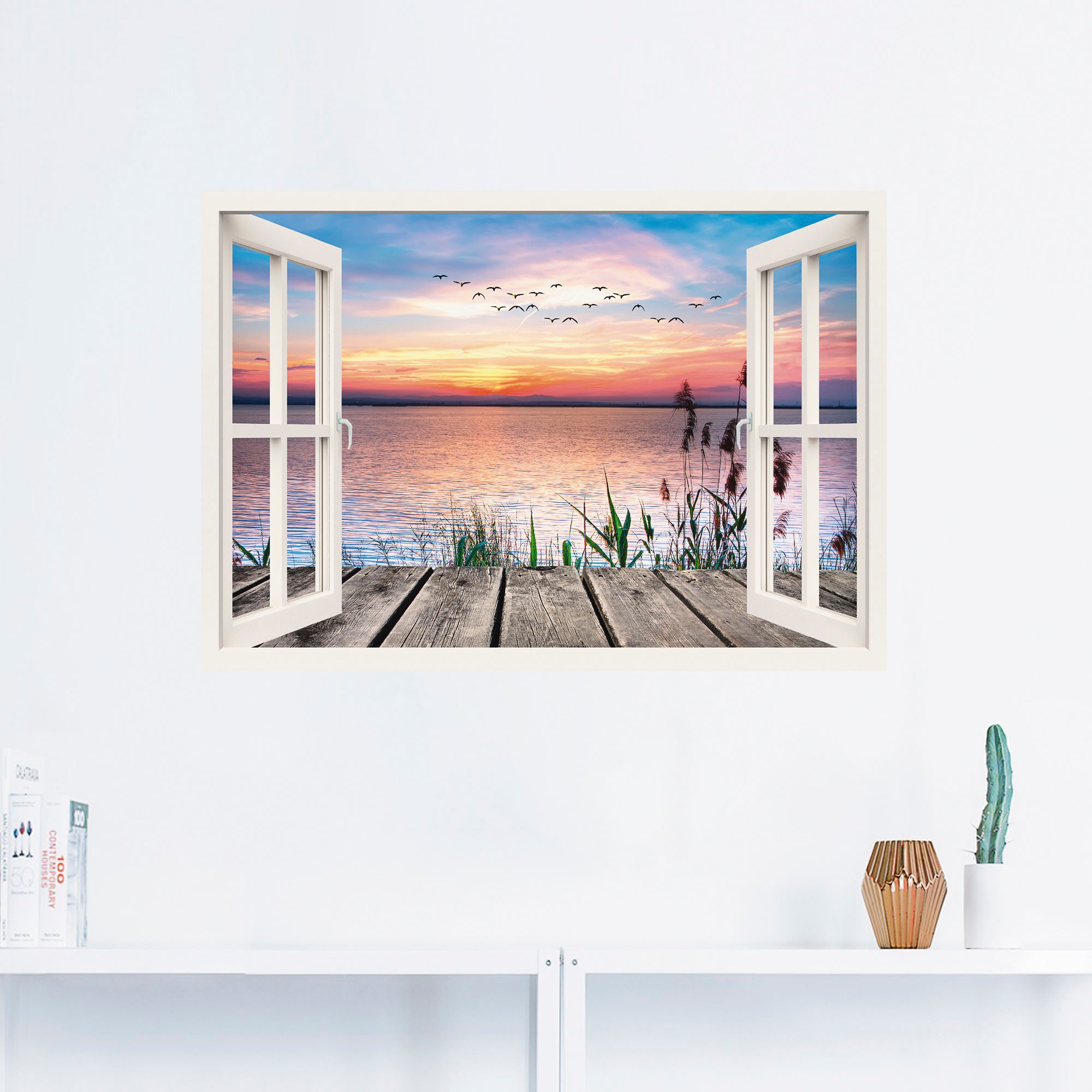 Artland Wandbild »See in den Farben der Wolken«, Fensterblick, (1 St.), als Leinwandbild, Poster, Wandaufkleber in verschied. Größen
