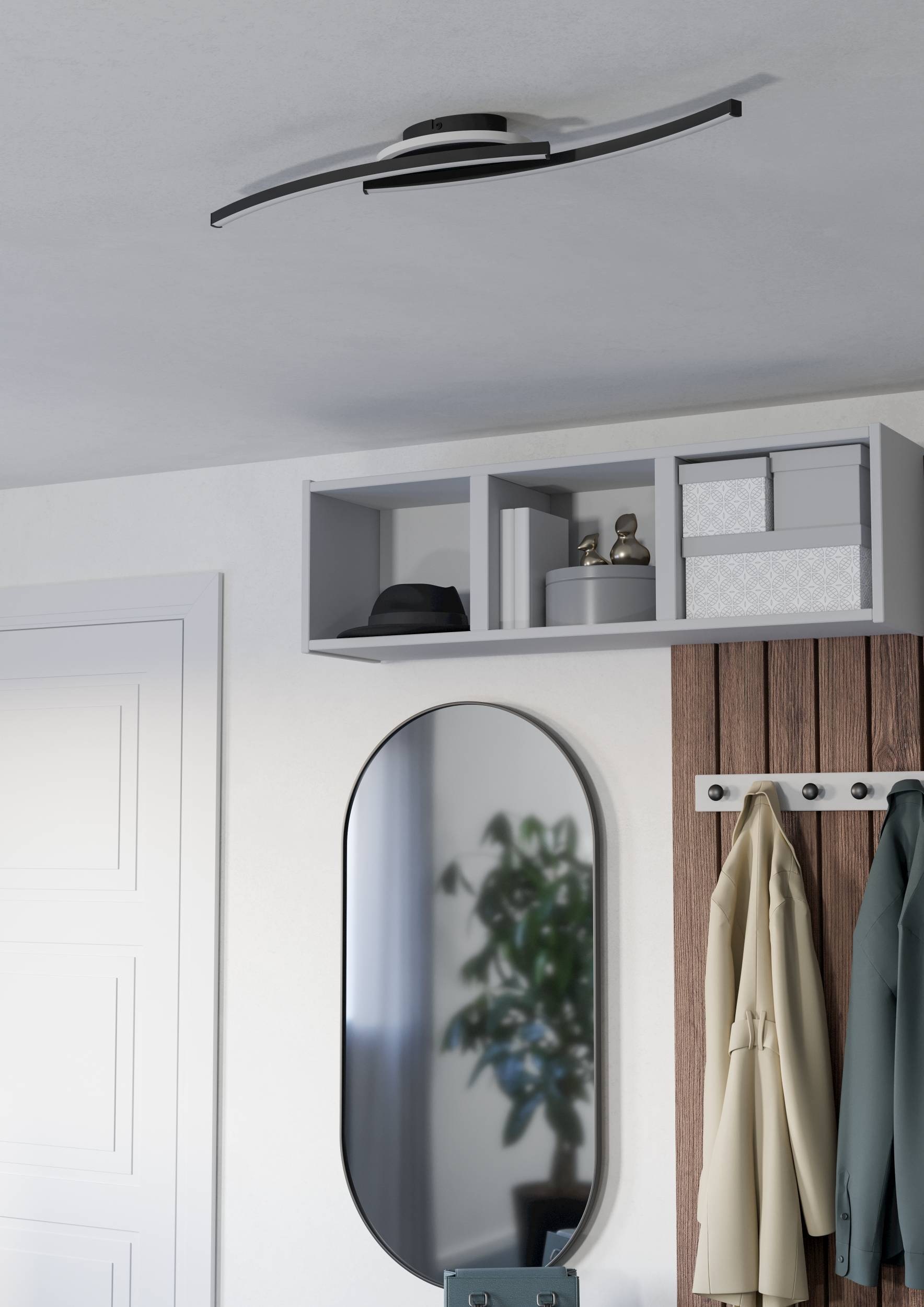 EGLO Deckenleuchte »Lungolago Deckenlampe, Bürolampe Decke, Metall und Kunststoff, Lampe« LED-Modul 1 Stk. Neutralweiß Wand-/Deckenleuchte - L74 x B14 x H6 cm - schwarz - 12W inkl.