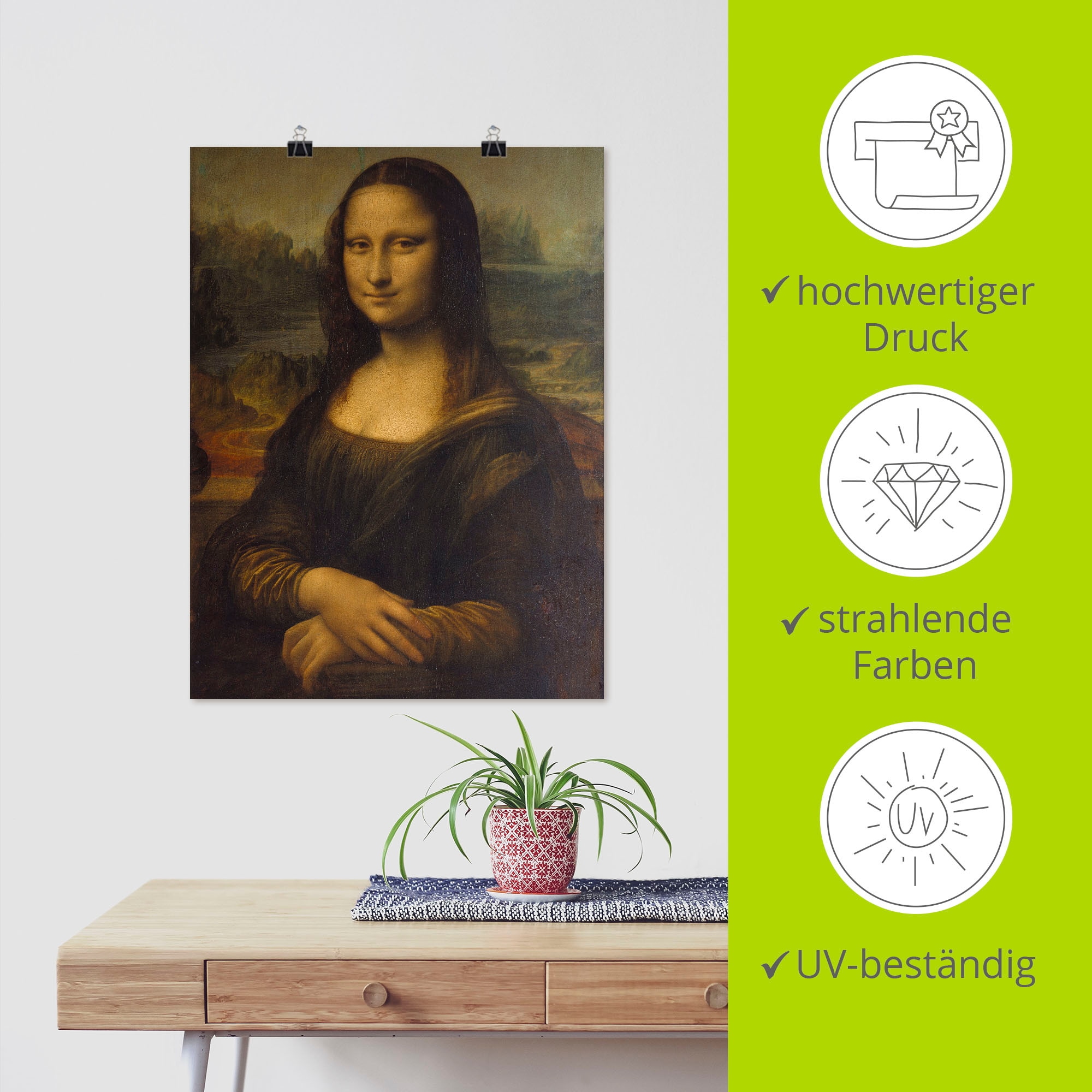 Artland Wandbild »Mona Lisa. Um 1503«, Porträts, (1 St.), als Leinwandbild, Poster in verschied. Größen