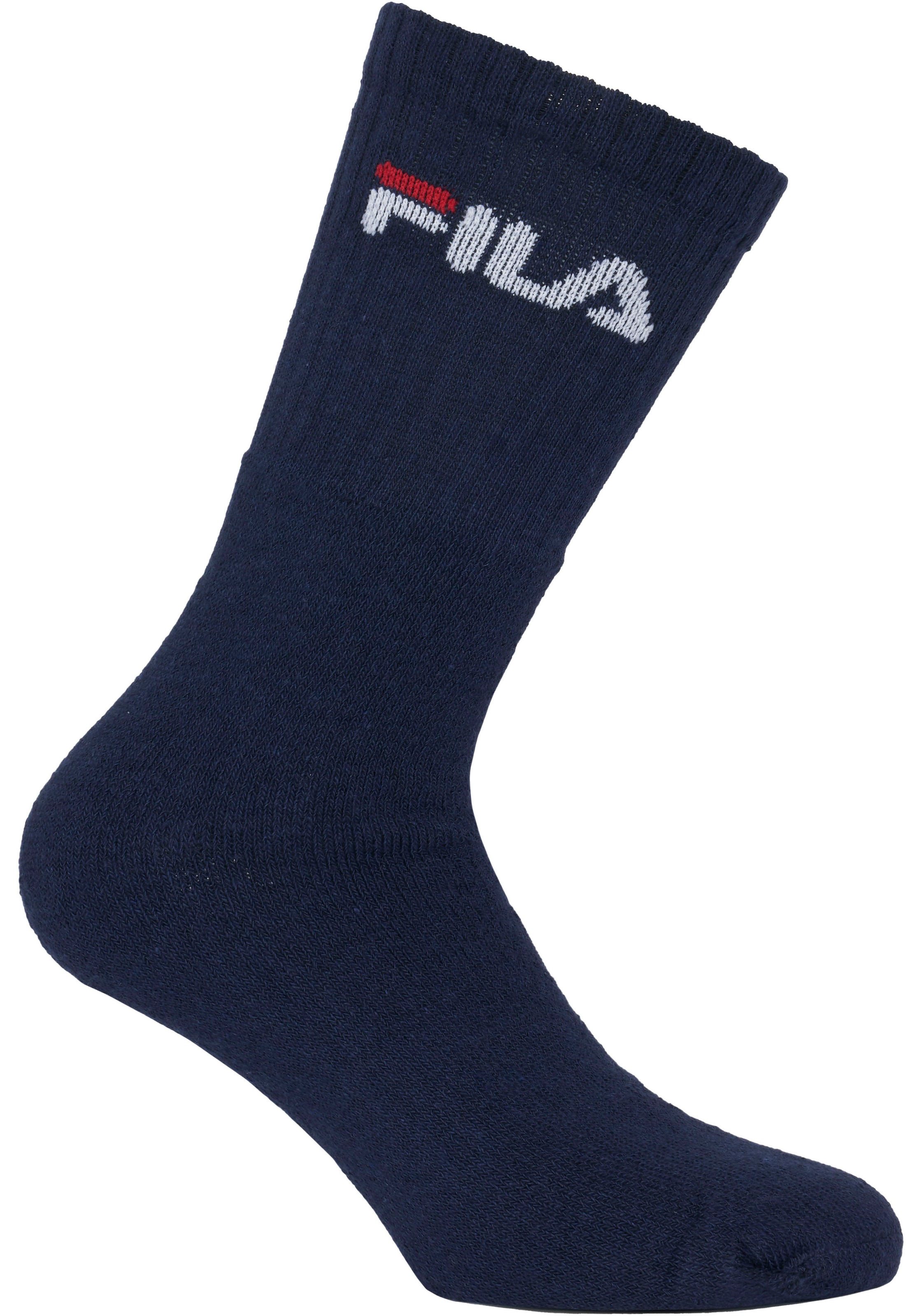 Fila Tennissocken »UNISEX CREW TENNIS FULL TERRY SOCKS«, (3 Paar), mit verstärkten Belastungszonen