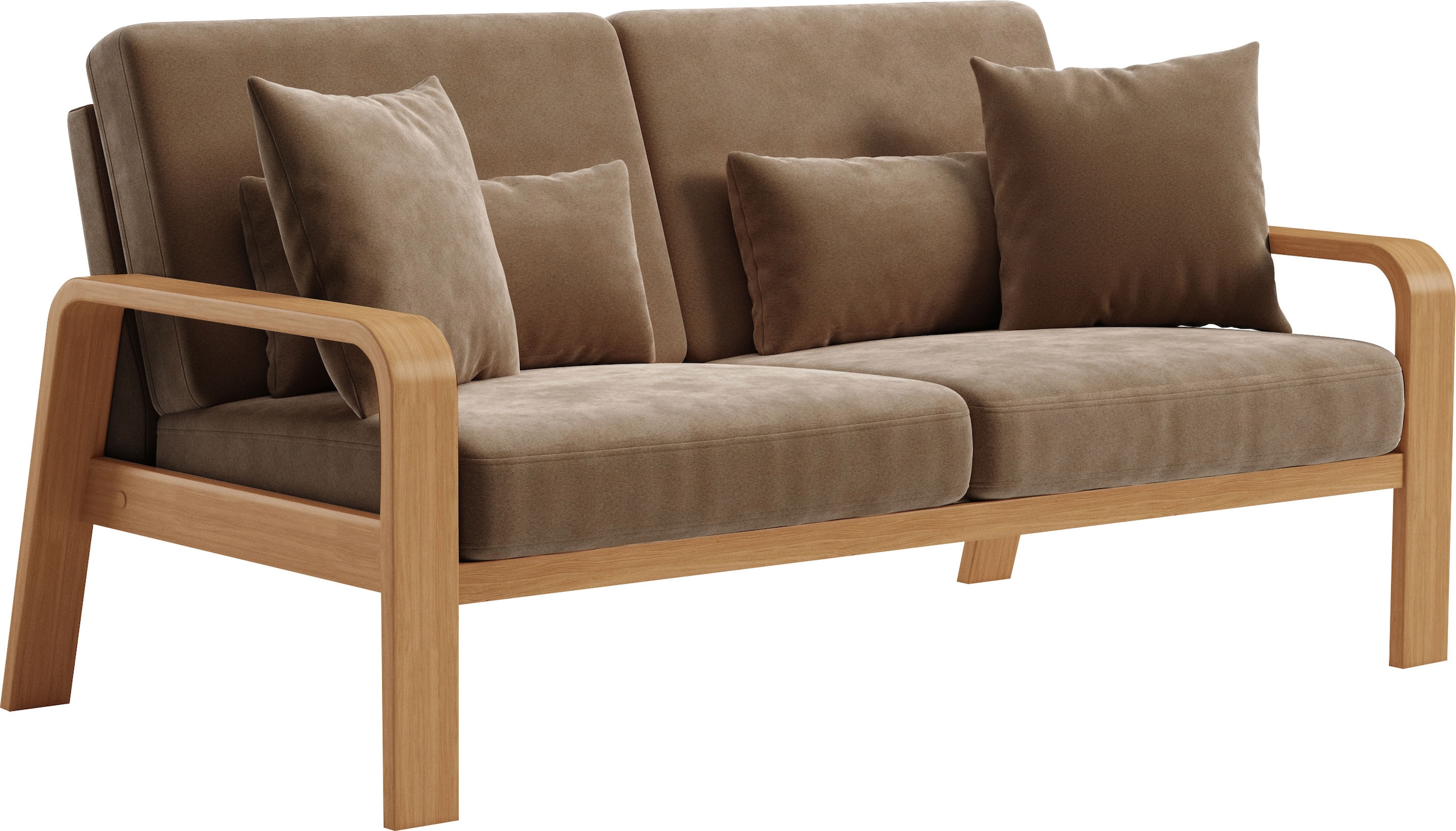sit&more 2,5-Sitzer »Kolding« Armlehnen aus eichefarbigem Buchenholz, verschiedene Bezüge und Farben