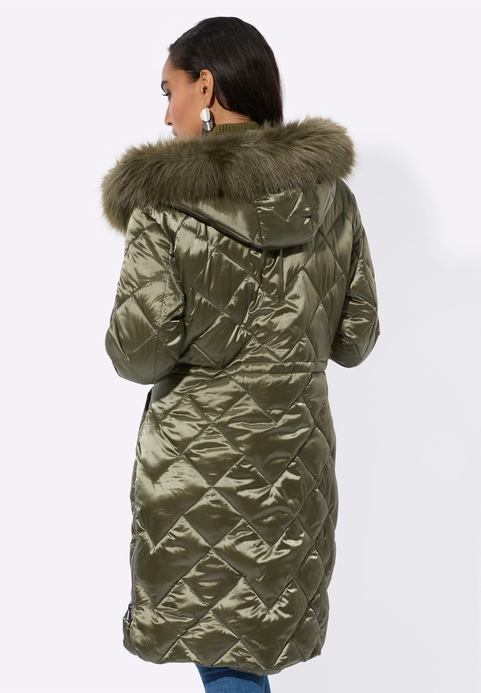 creation L Steppjacke »Steppmantel Steppmantel mit Strickwesten-Einsatz« Abnehmbare Kapuze