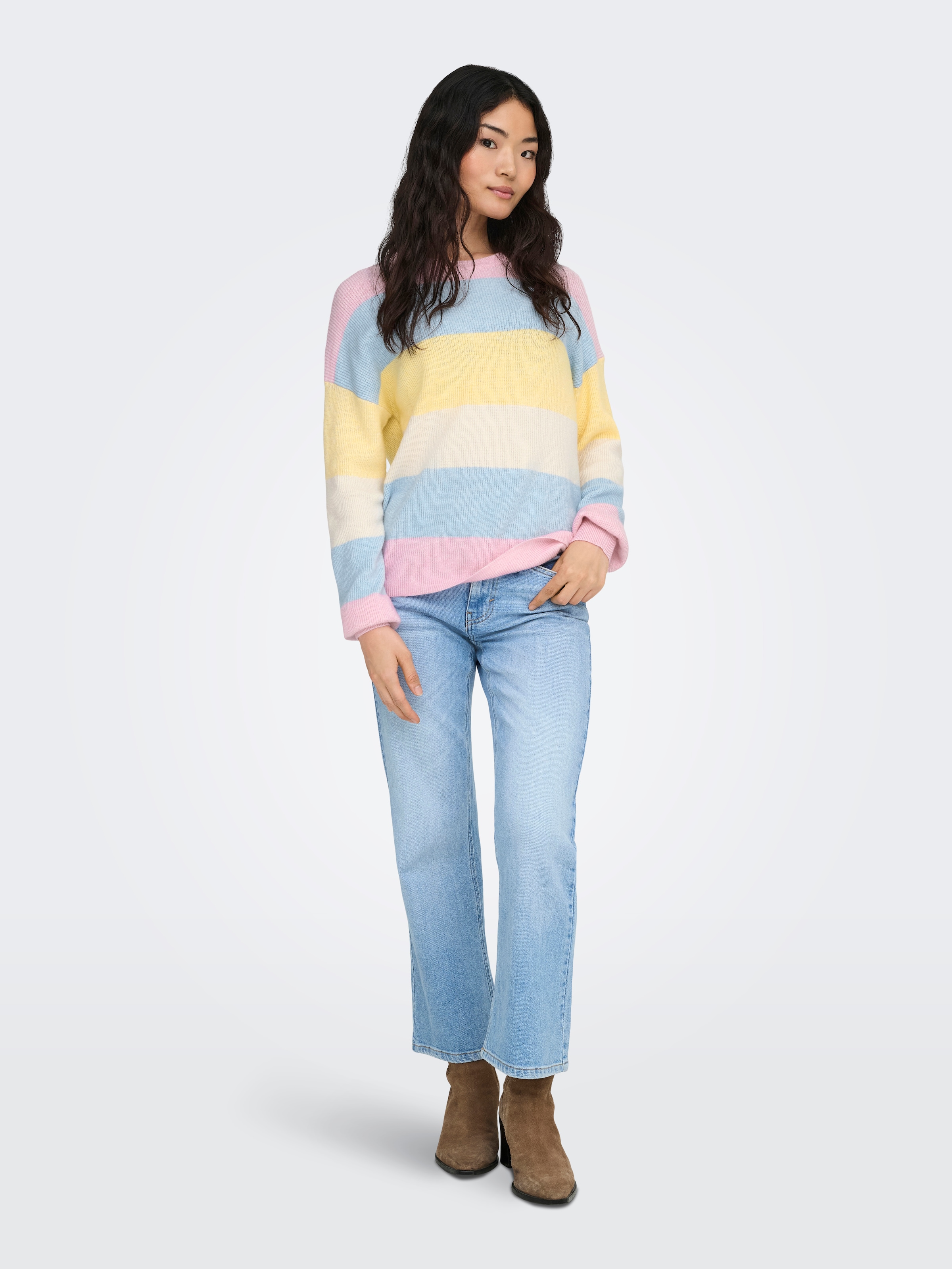 ONLY Strickpullover »ONLATIA L/S STRIPE PULLOVER KNT NOOS« Viskosemischung, regular fit
