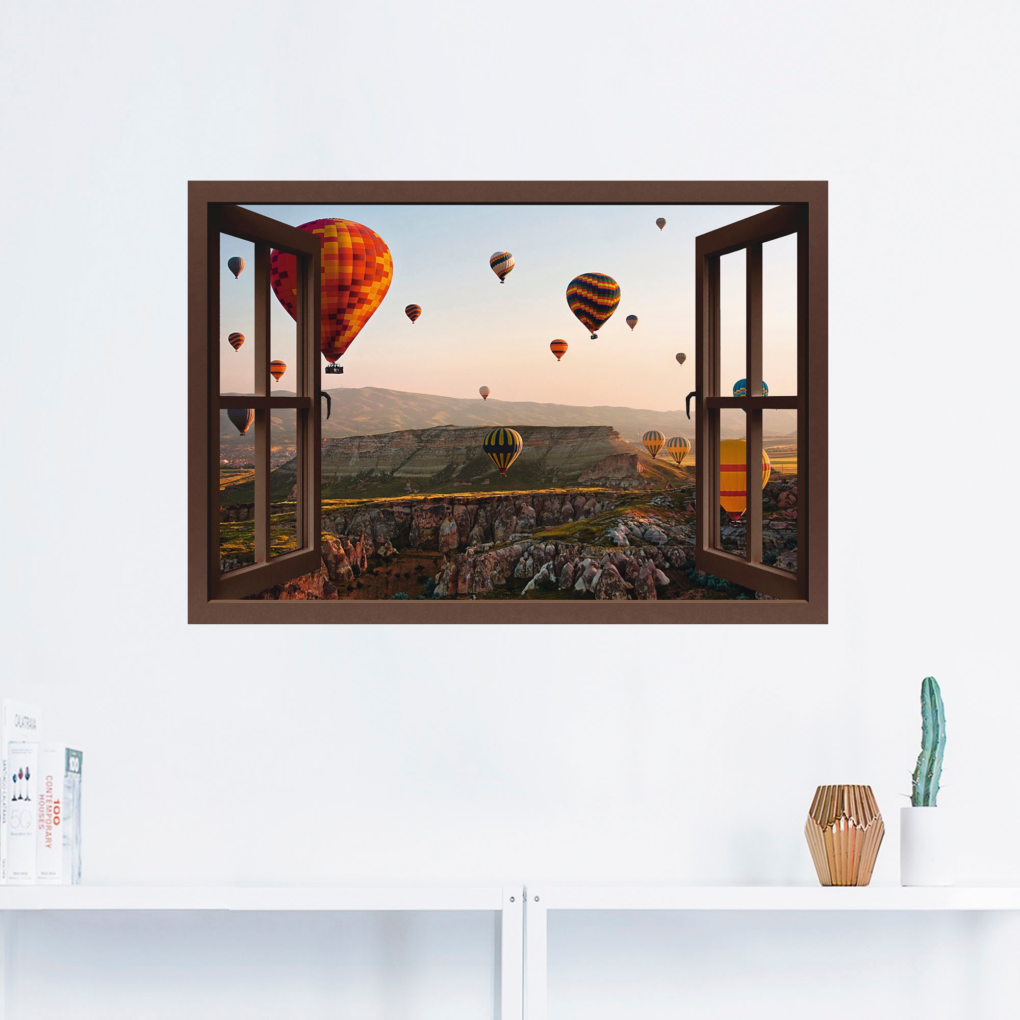 Artland Wandbild »Fensterblick Kappadokien Ballonfahrt«, Ballonfahren, (1 St.), als Leinwandbild, Poster, Wandaufkleber in verschied. Größen