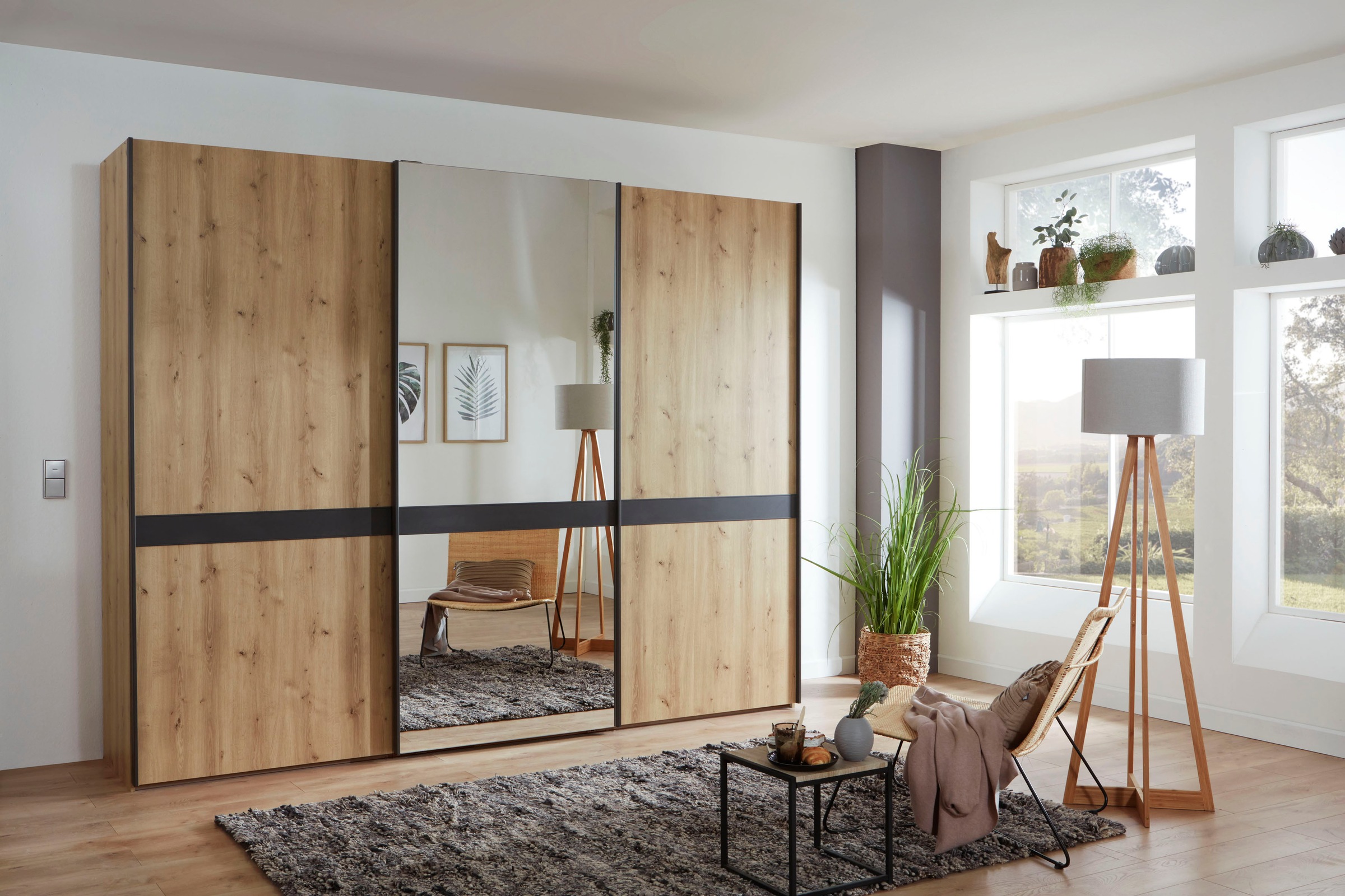 WIEMANN Schwebetürenschrank »Rialto«, hochwertige Dekorfront mit Spiegeltür