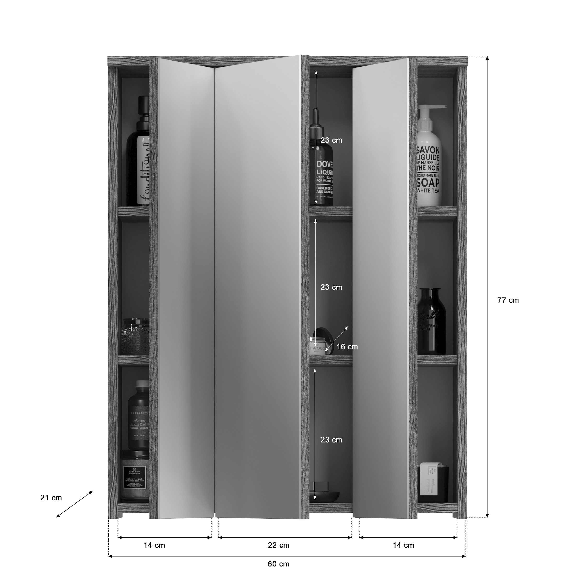 welltime Badmöbel-Set »Lucca, bestehend aus: 1x Waschbeckenunterschrank, 1x Spiegelschrank &«, (Set, 3 St.), 1x Hochschrank, Badkombination, Bad-Möbel, Badezimmer