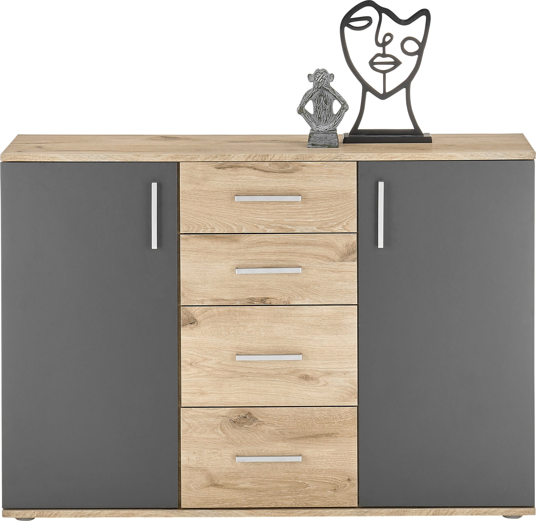 HBZ Kommode »BC-Drift-2, Sideboard Stellmaß 120x84x35 cm« 1 Stk. tlg. Sideboard mit 2 Türen, 4 Schubkästen, 2 Einlegeböden