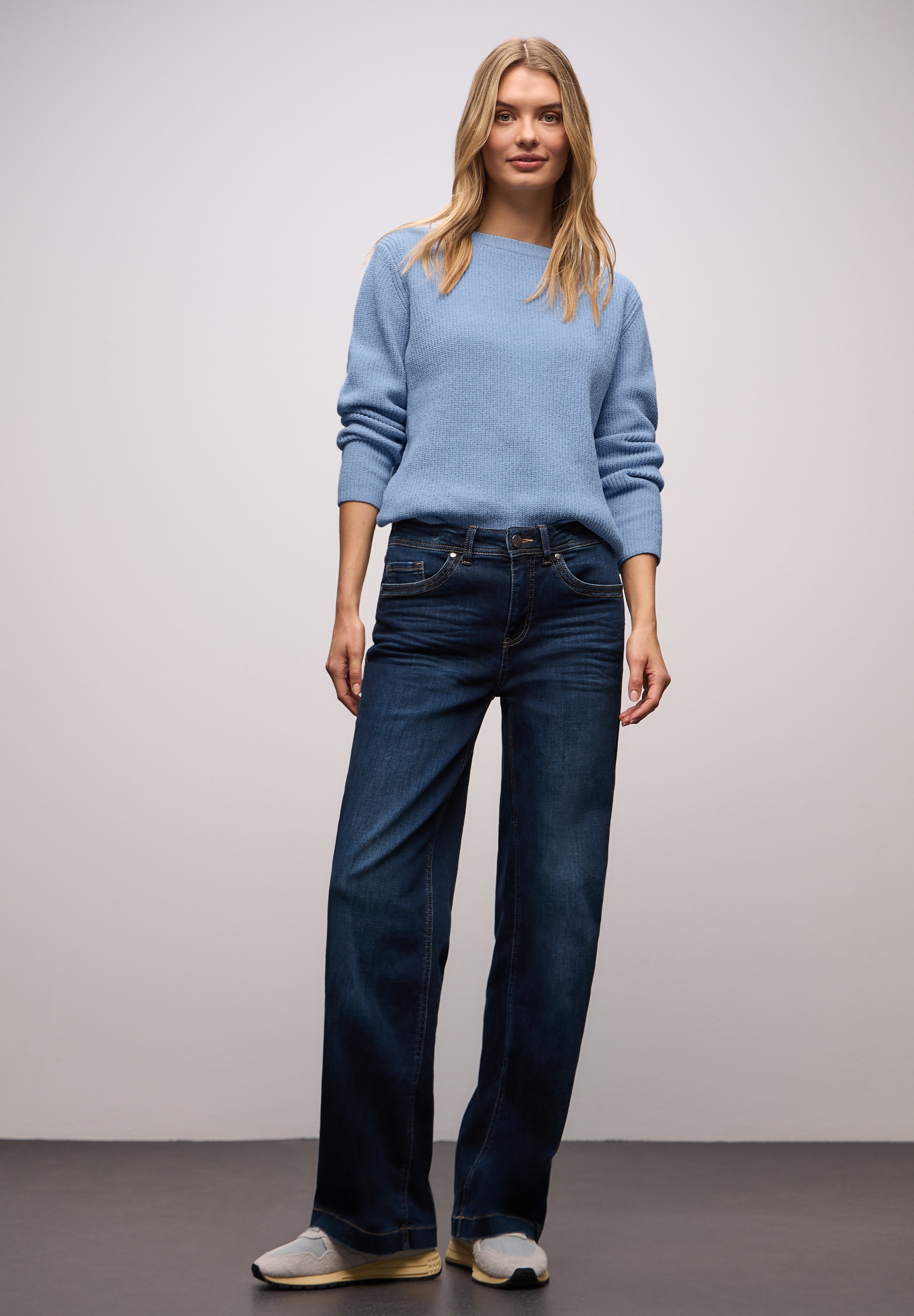 STREET ONE Strickpullover Chenille Pullover mit U-Boot-Auschnitt