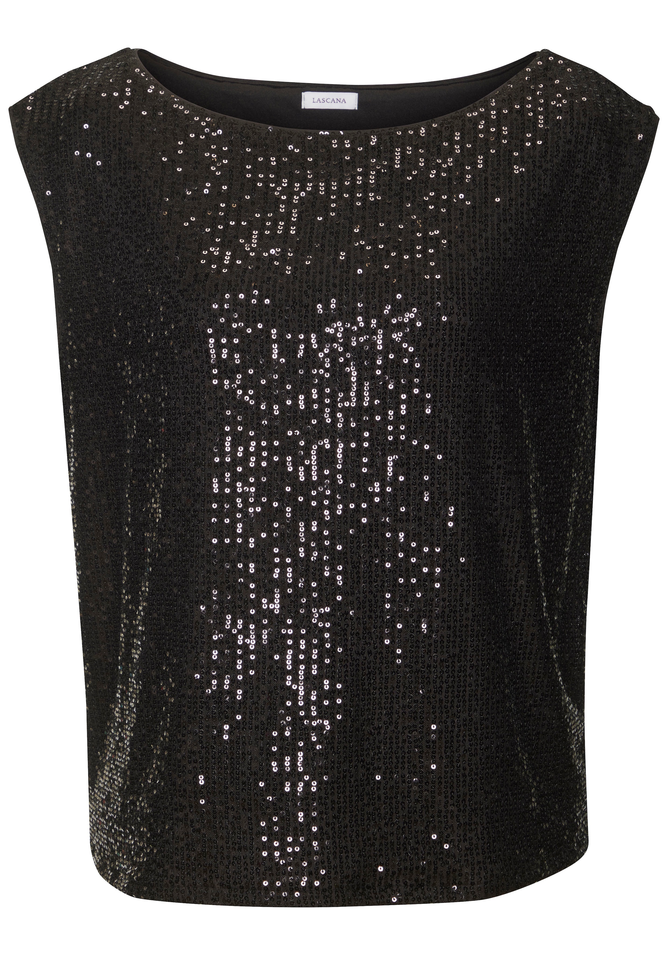LASCANA Paillettenshirt mit breiten Trägern, Partytop, festlich