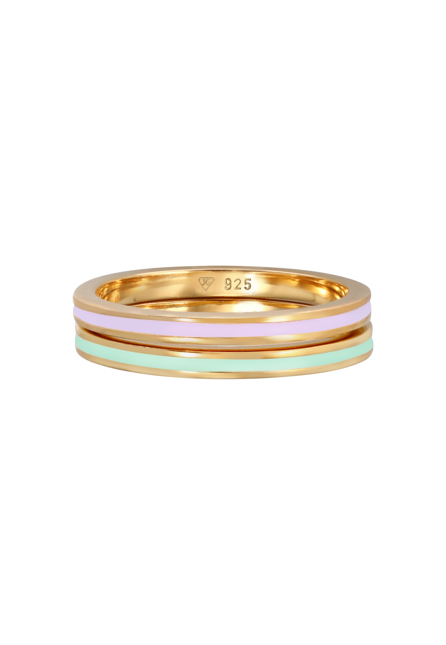 Elli Ring-Set »Ring Bandring Basic Emaille 2er Set 925 Silber«