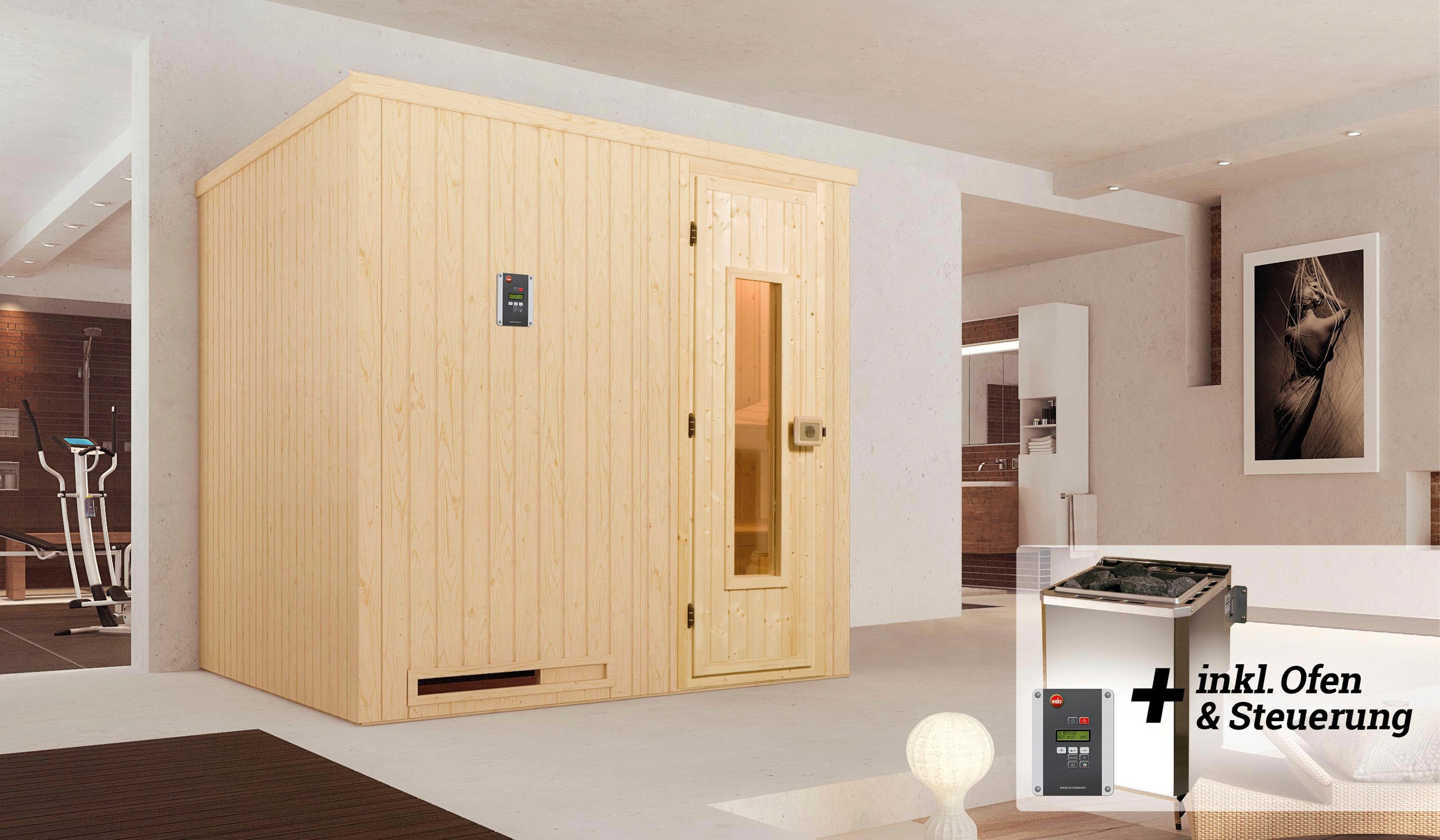 weka Sauna »Halmstad«, 7,5 kW Bio-Ofen mit digitaler Steuerung