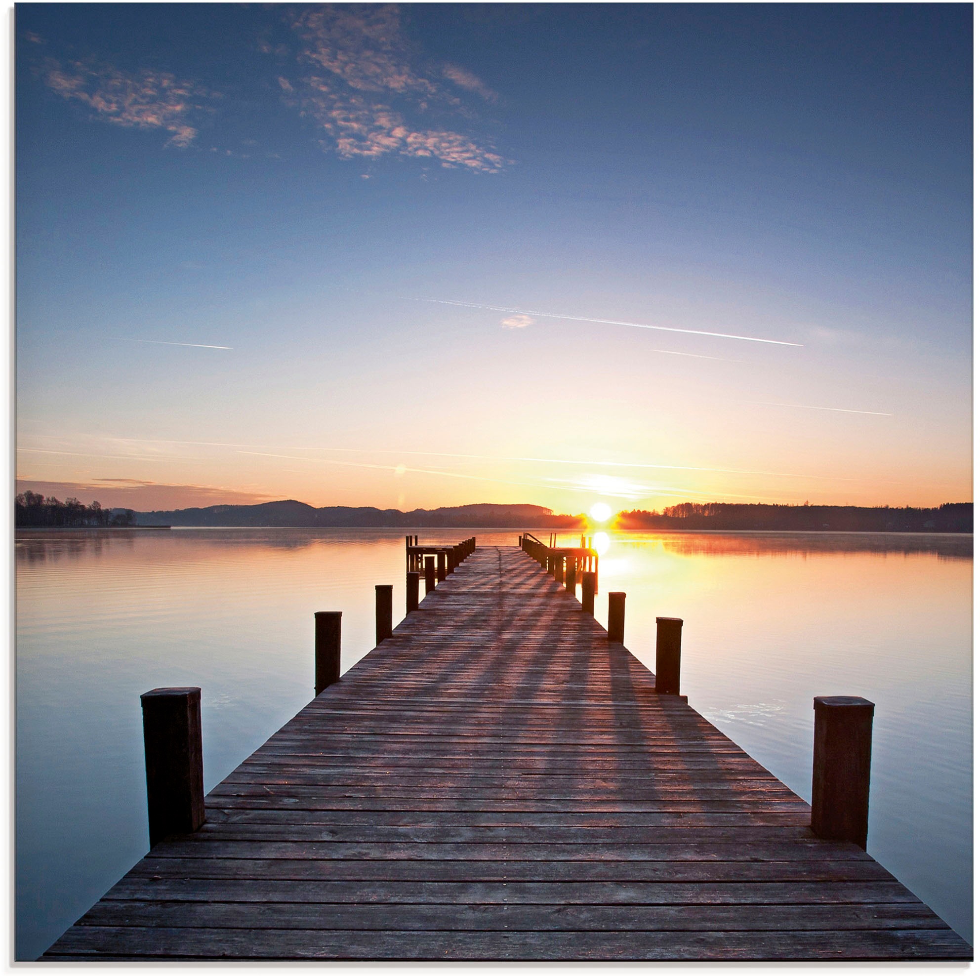 Glasbild »Sonnenstrahlen - Sonnenuntergang«, Gewässer, (1 St.), in verschiedenen Größen