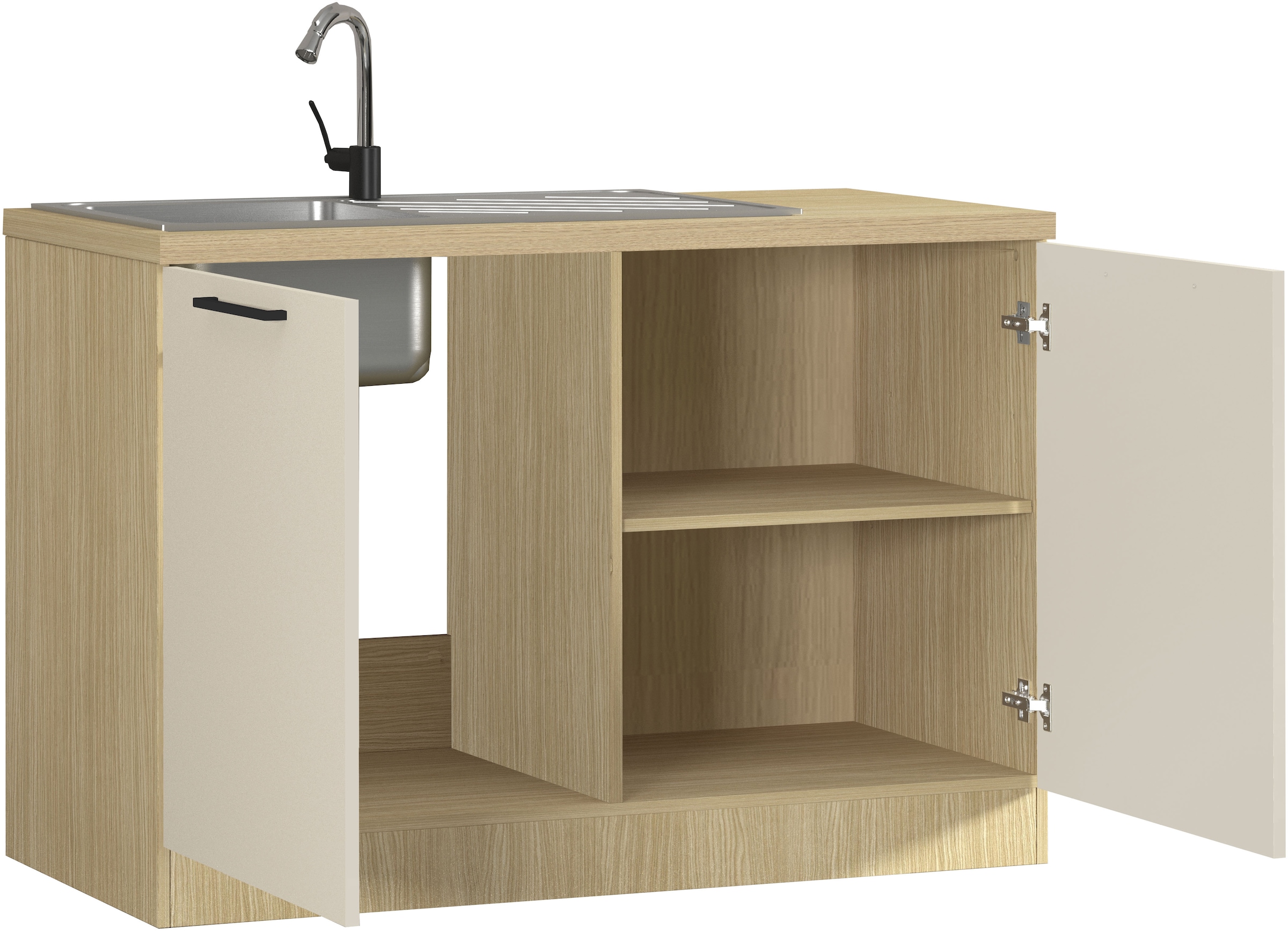 KOCHSTATION Spülenschrank »Luna, Unterschrank für Spüle, Küchenspülenschrank, Made in  Italy« B/T/H: 120×60×85 cm, inklusive Einbauspüle und Siphon