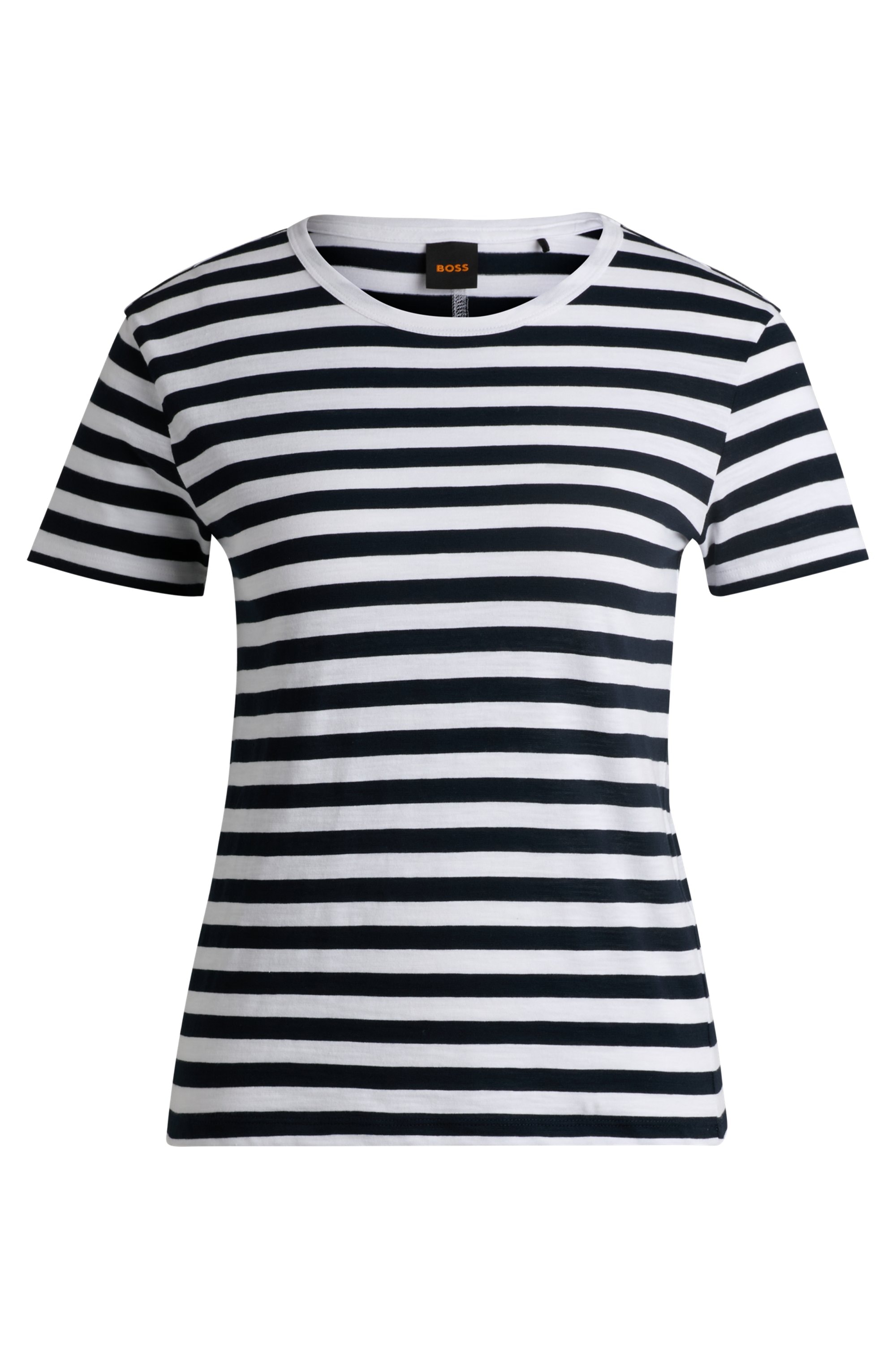 BOSS ORANGE T-Shirt »Esla Striped Premium Damenmode«, Premium Damenmode, im gestreiften Design