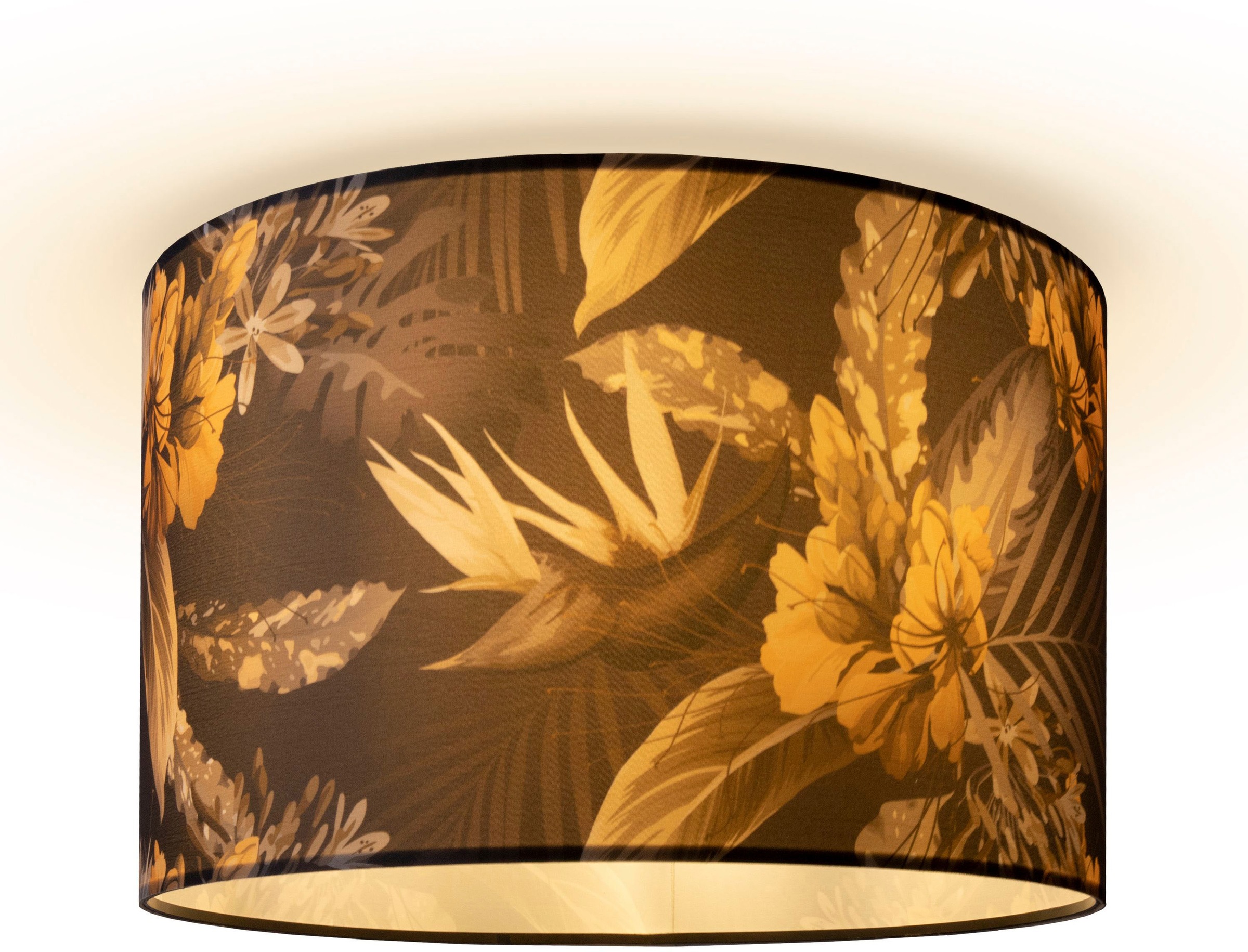 Paco Home Deckenleuchte »Hugo Flower«, Stoffdeckenleuchte Blumenmuster Lampenschirm Rund E27 Wohnzimmer