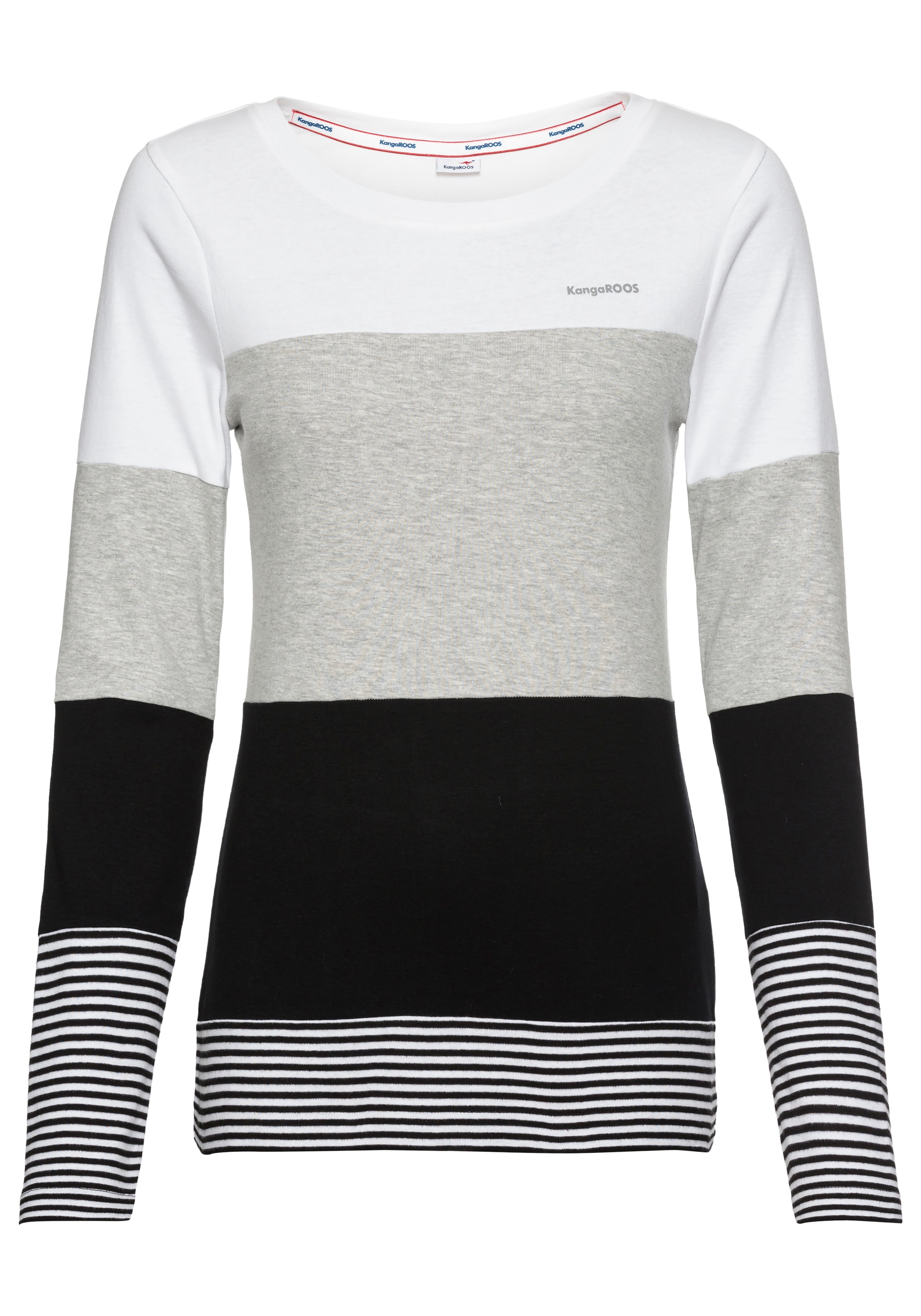 KangaROOS Longsleeve, mit Langarm, figurbetonte Passform, Colourblocking-Optik