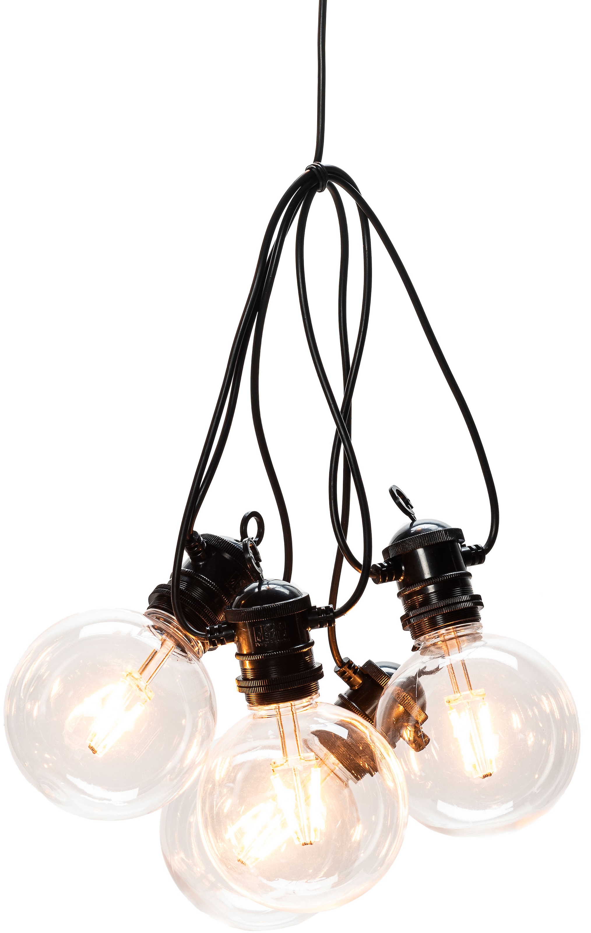 KONSTSMIDE LED-Lichterkette »Weihnachtsdeko aussen«, 10 St.-flammig, LED globe Party Lichterkette, retro Design, schwarz, 10 Dioden