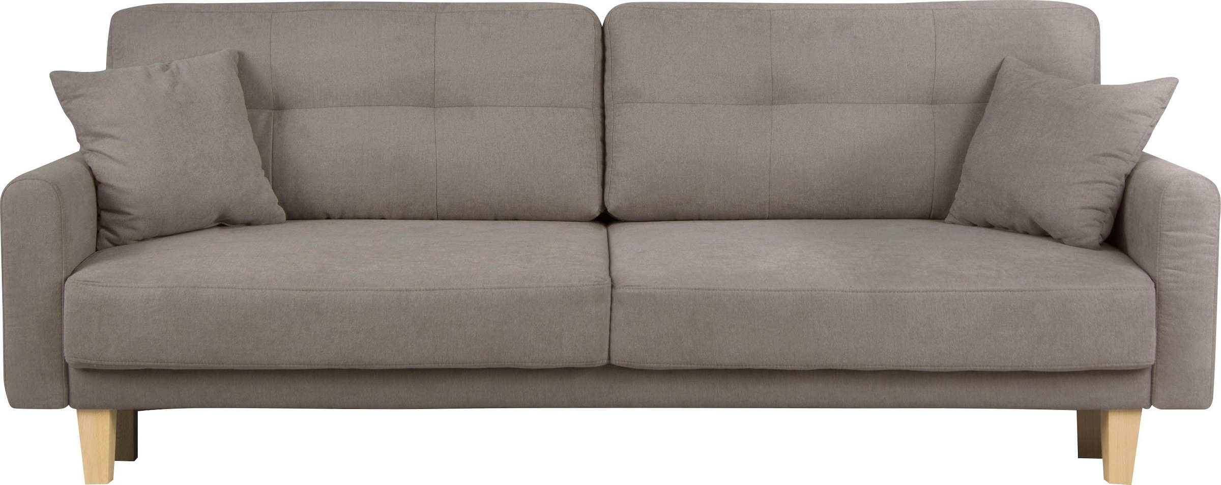 Home affaire 3-Sitzer »TRIPLO optionale Schlafsofa mit Bettkasten, Maße B/T/H: 215/100/89 cm« Wahlweise Bettfunktion - Liegefläche 145x191 cm, Rücken-, Zierkissen