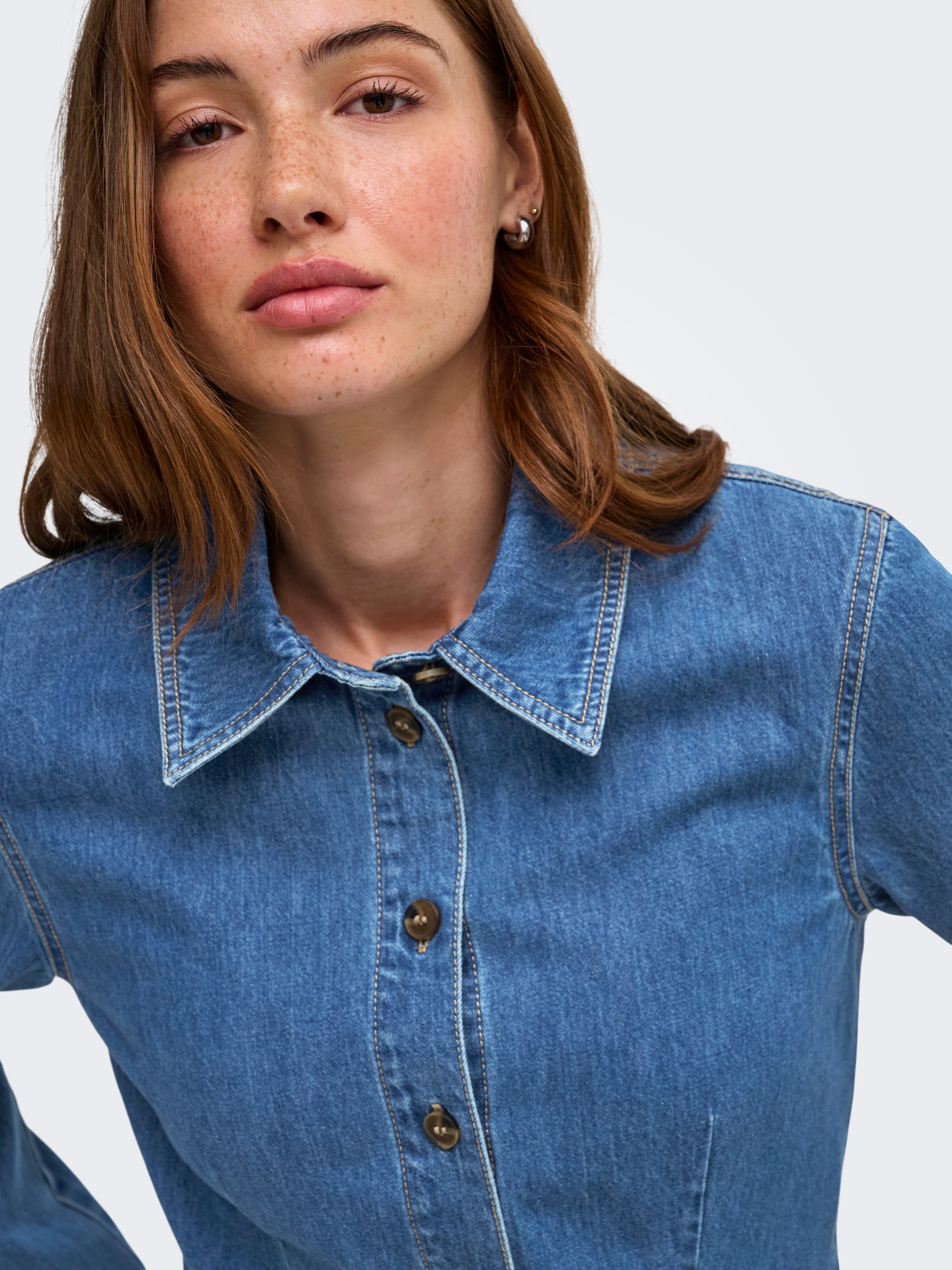 ONLY Jeansbluse »ONLUNA FITTED SHIRT DNM« Baumwolle, Denim
