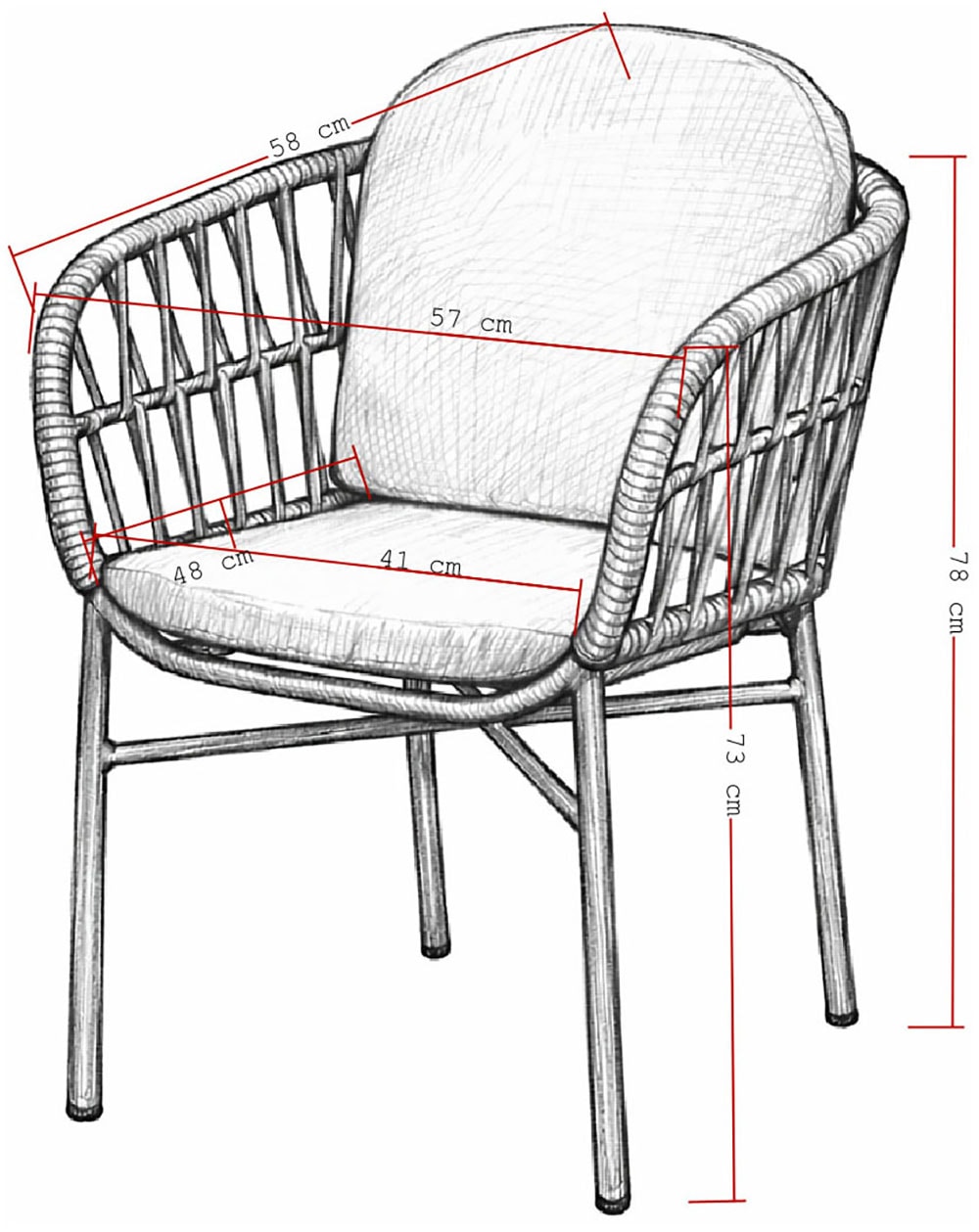 Destiny Garten-Essgruppe »COMO BARLETTA 4 Se + Tisch Ø110cm grau/anthrazit« Set,  Aluminium, Rope, HPL