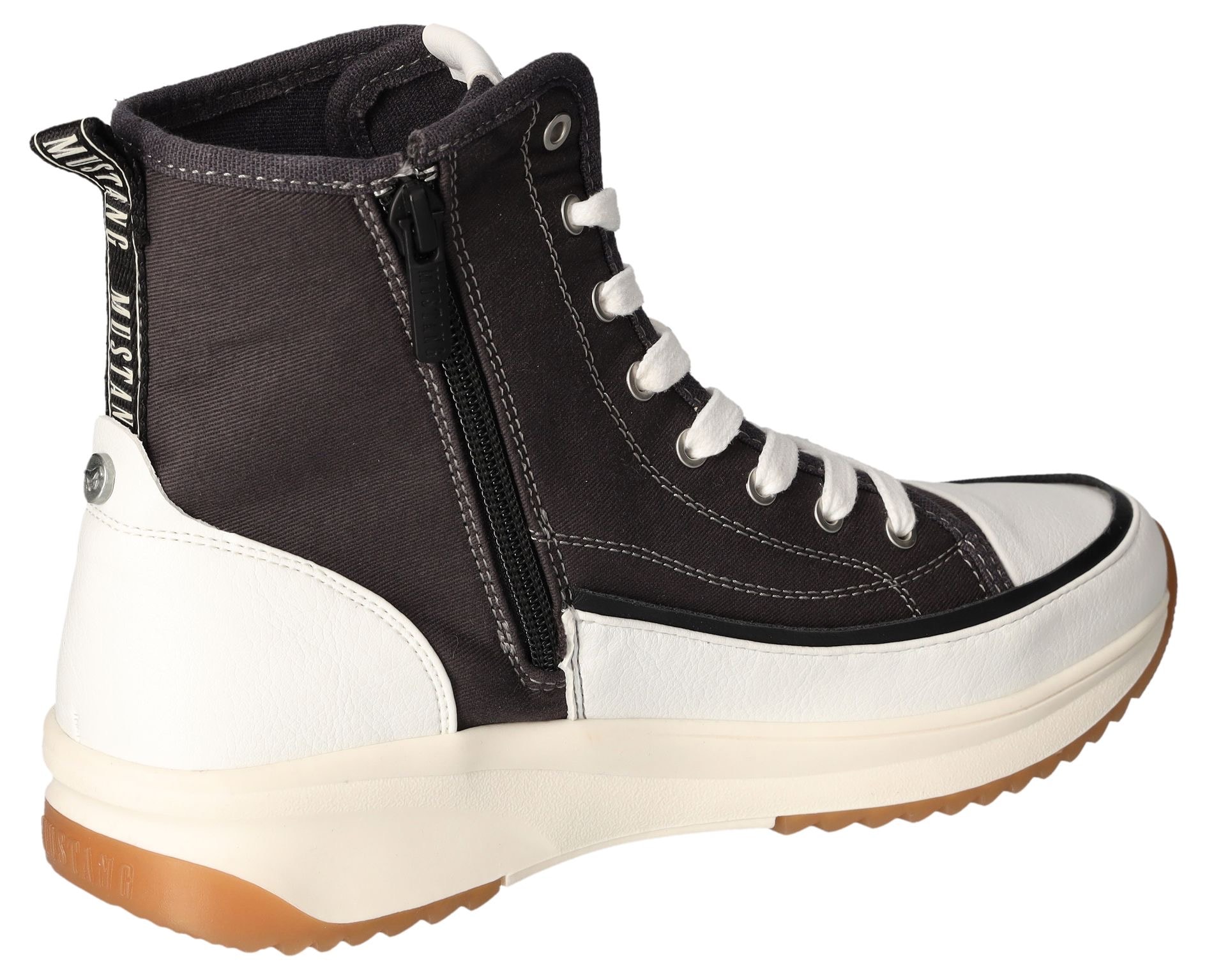 Mustang Shoes Schnürboots, Plateau, High Top-Sneaker, Freizeitschuh mit Reißverschluss