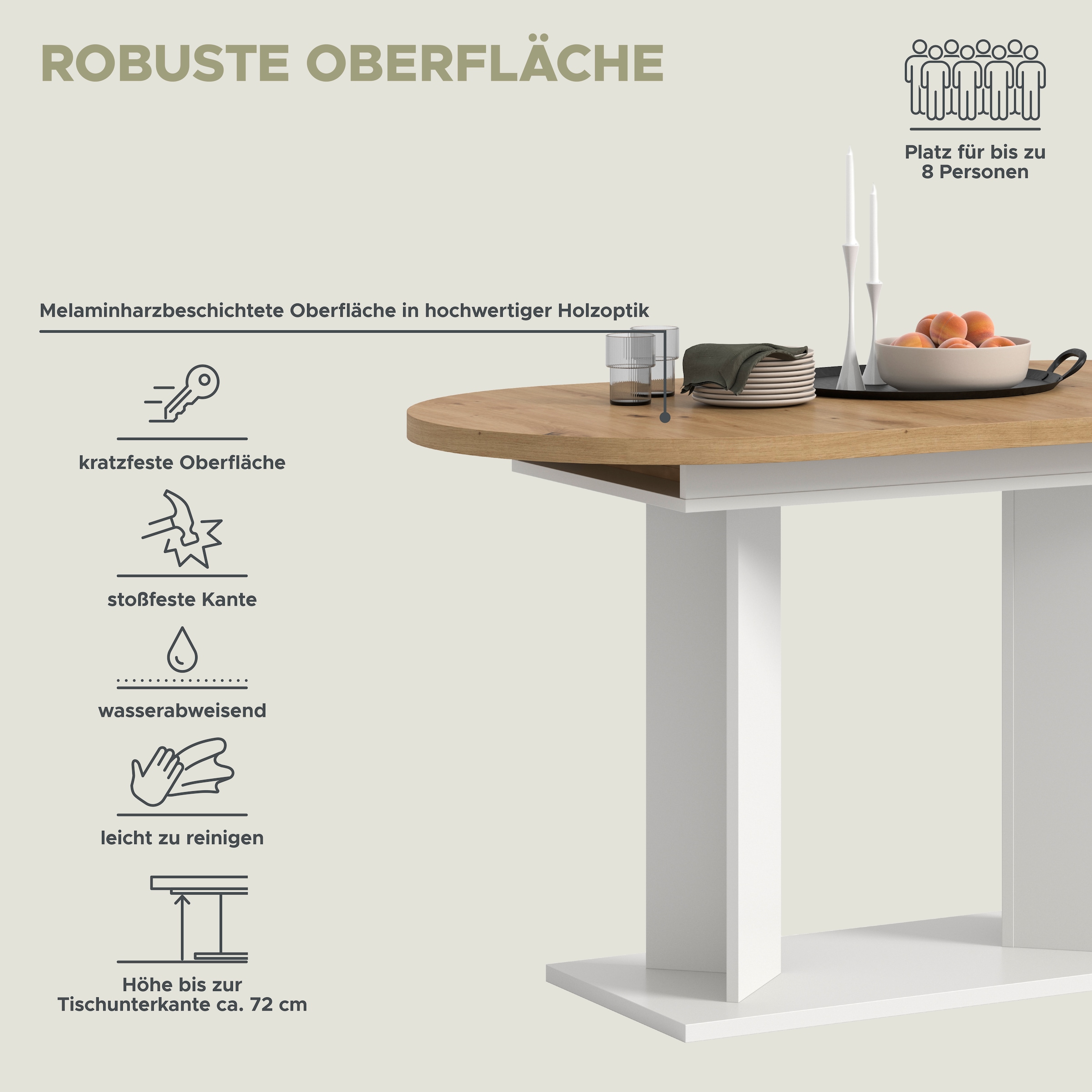 Home affaire Esstisch »GERO, 130-170 cm, ausziehbar, Säulengestell« in verschiedenen Ausführungen erhältlich, 1 Stk. tlg. Tisch, Esstisch, Esszimmer, Esszimmertisch, Küchetisch, Bartisch