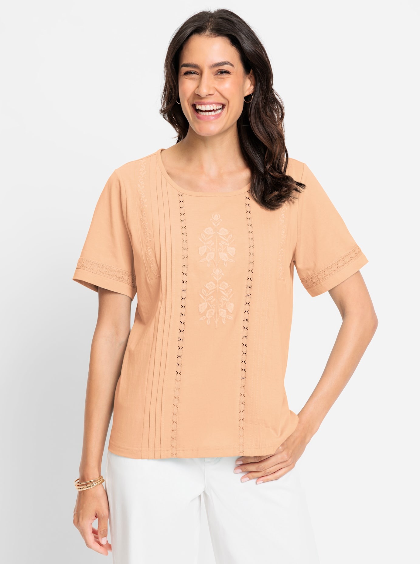 Inspirationen Rundhalsshirt »Kurzarm-Shirt«, (1 tlg.)