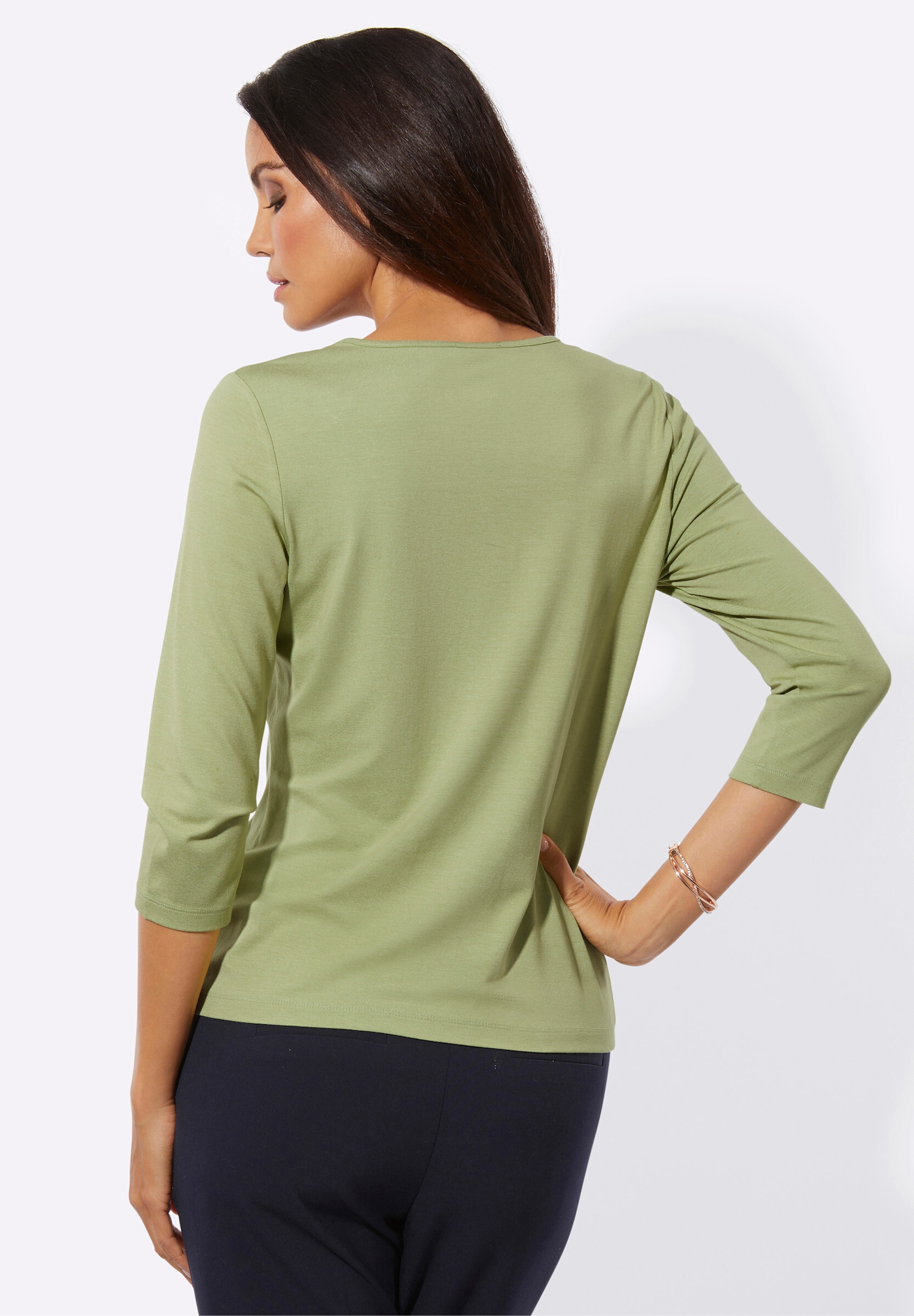 creation L T-Shirt »Shirt 3/4-Arm-Shirt mit Spitze am Ausschnitt«