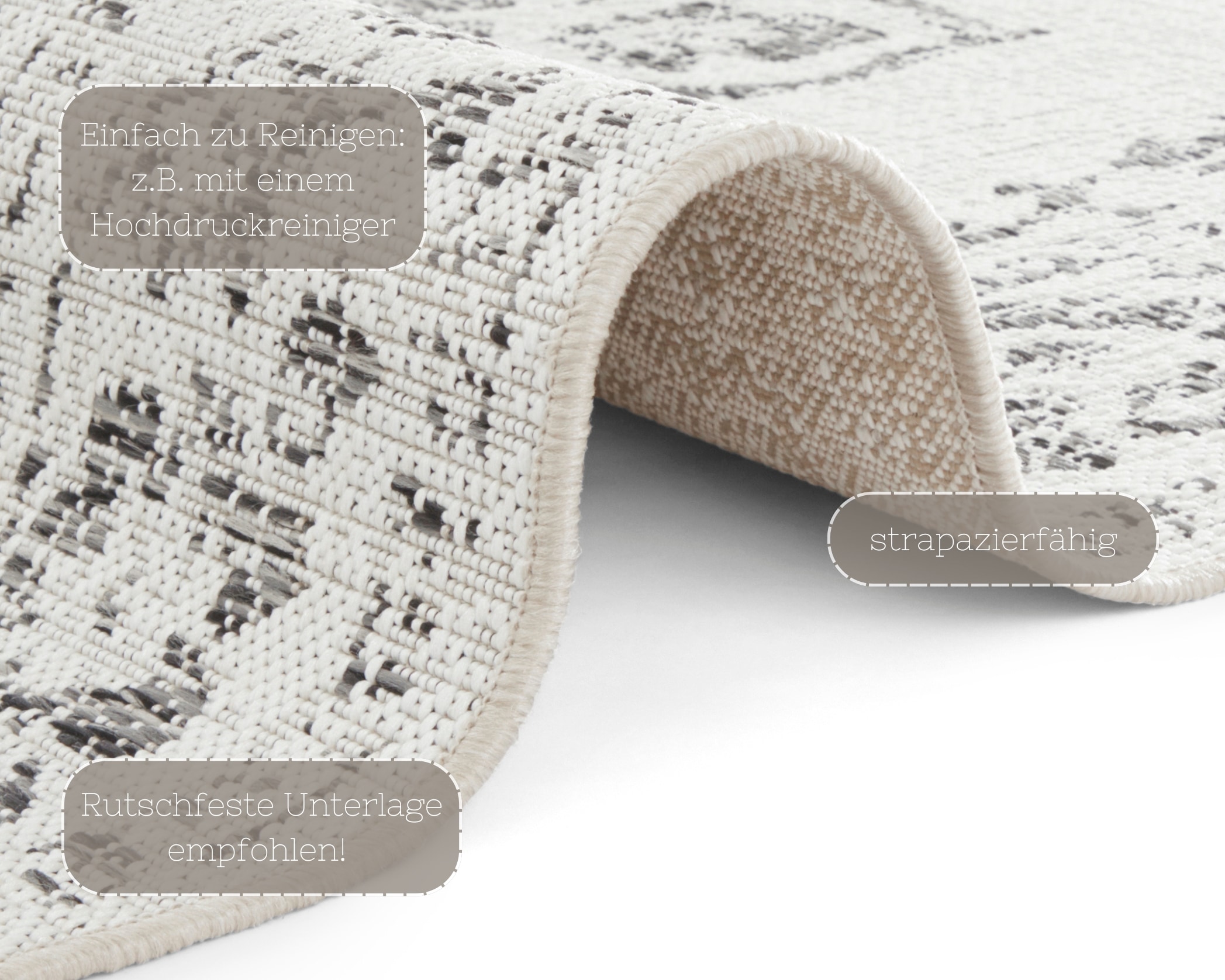 NORTHRUGS Teppich »Tilos«, rechteckig, 8 mm Höhe, In- & Outdoor, Kurzflor, Orientalisch, Vintage, Wohnzimmer, Garten